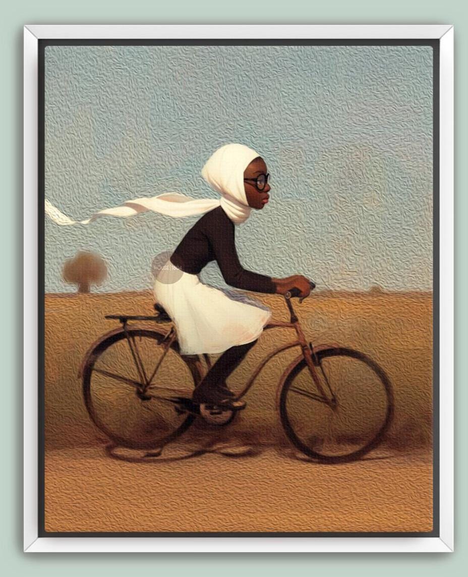 Whimsical Black Girl Framed Canvas Art