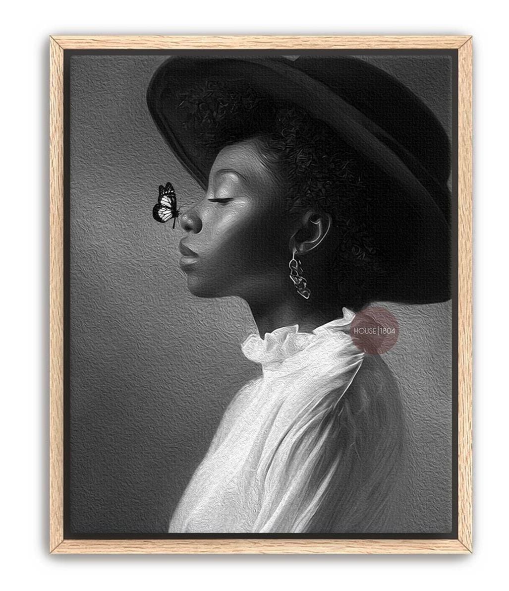 Monochrome Black Woman Portrait Canvas, Black and White Canvas