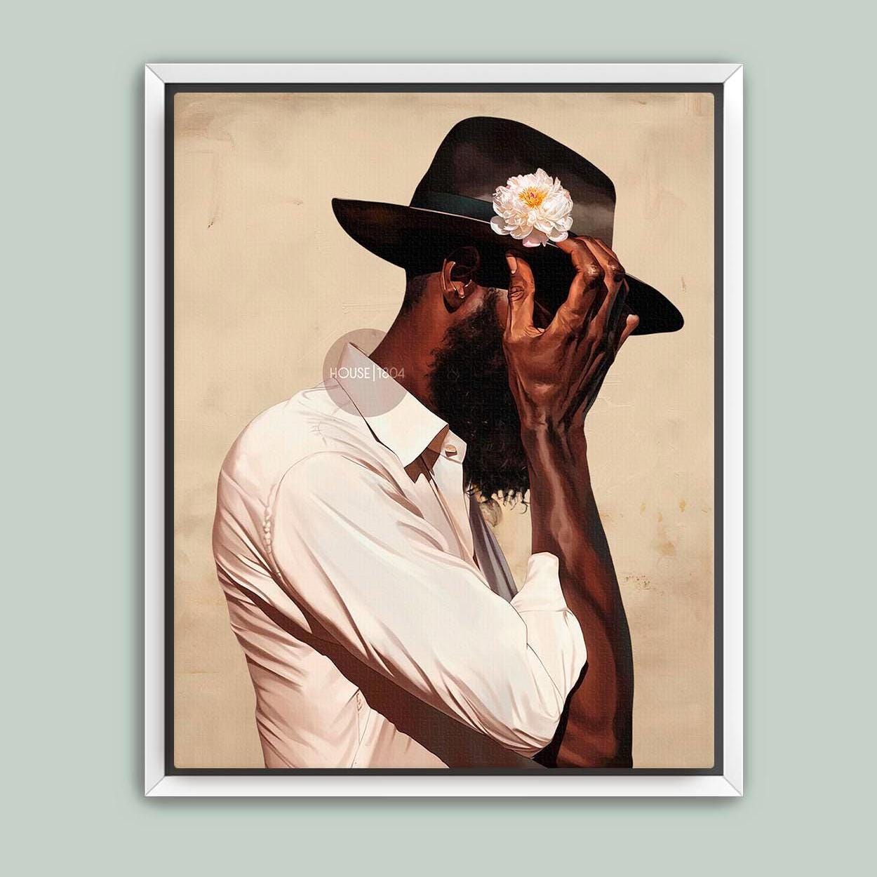 Black Man Portrait Art: Harlem Renaissance Art Print, Beige Background