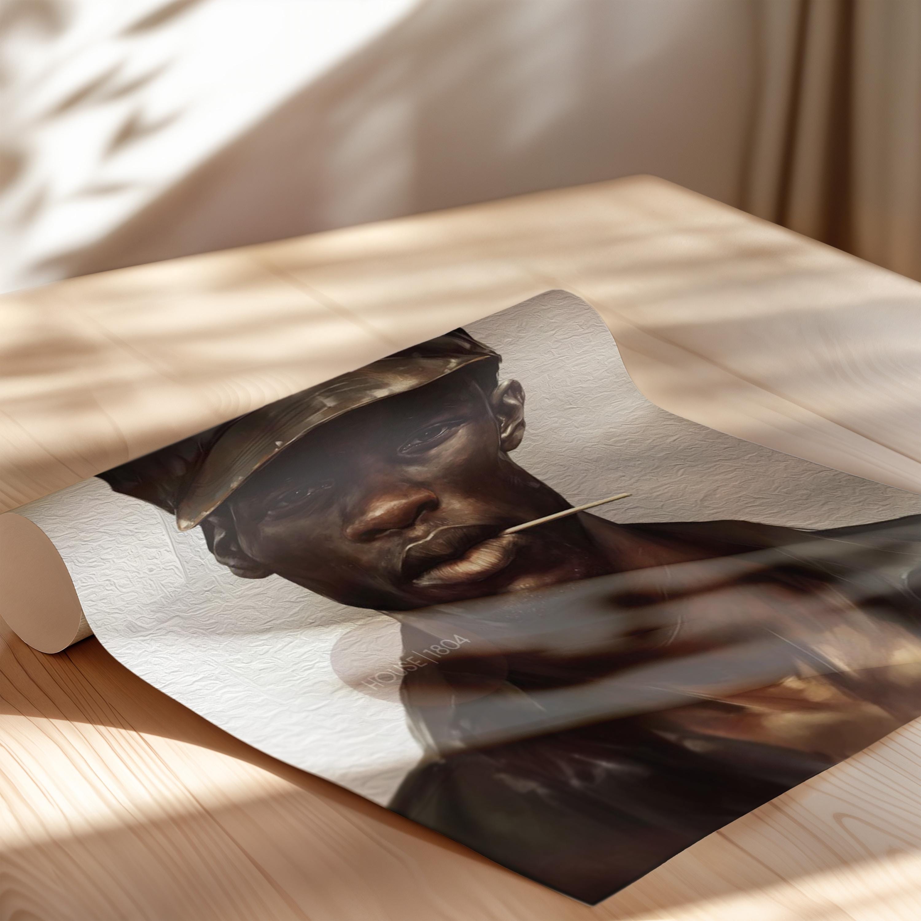 Black Man Art Newspaper Boy Hat Art, Soulful Black Man Canvas Print