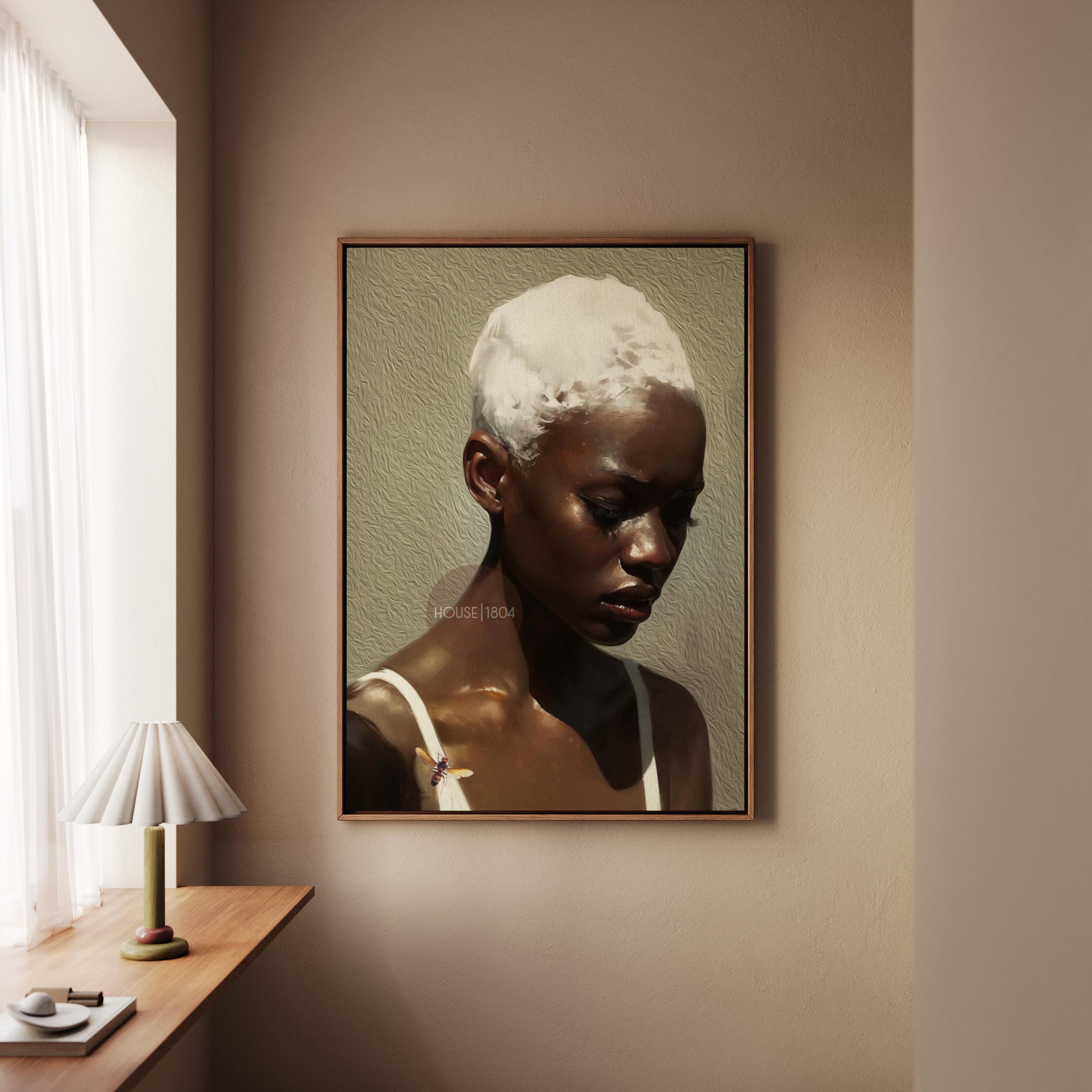 African American Wall Art Print, Modern Minimalist Black Woman Neutral Art
