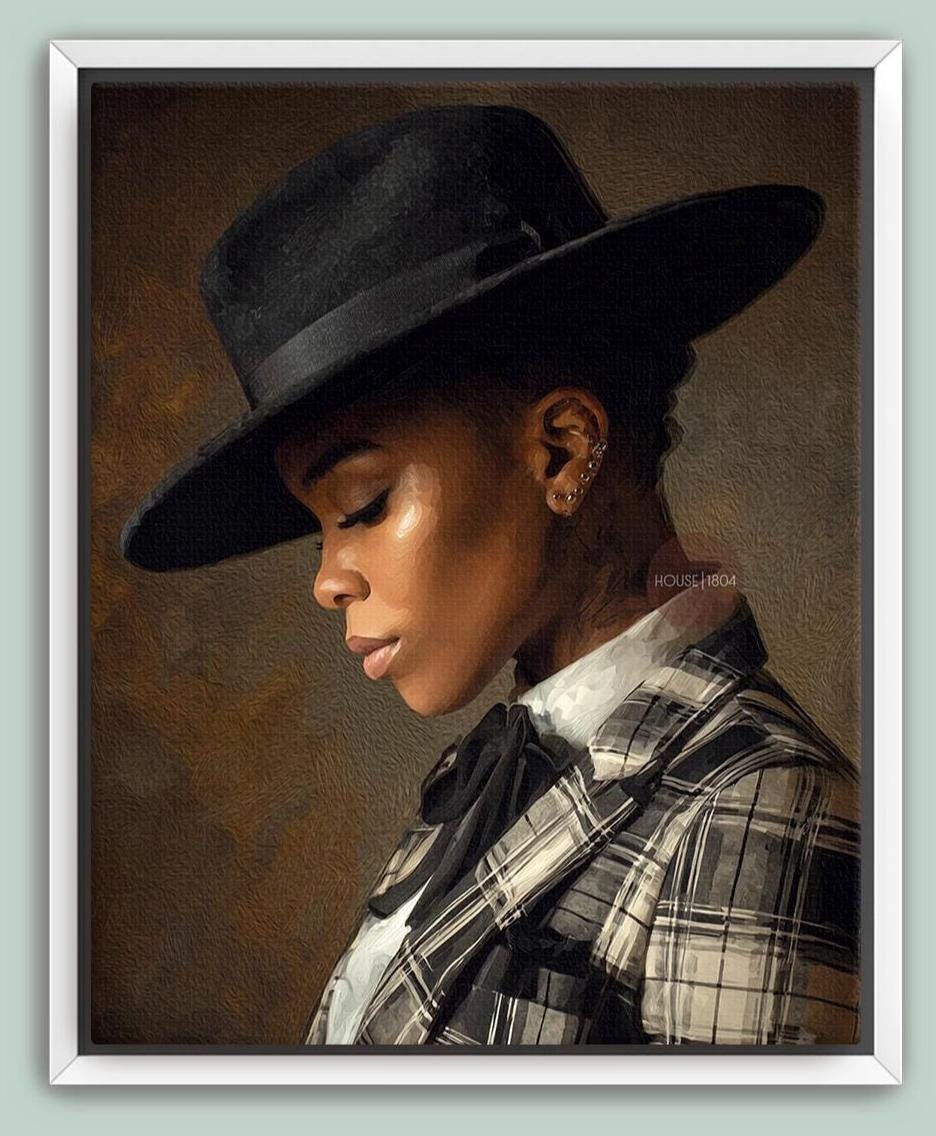 Black Woman Dandy Art - Afrocentric Wall Art | Vibrant Bohemian Dandy Artwork Canvas