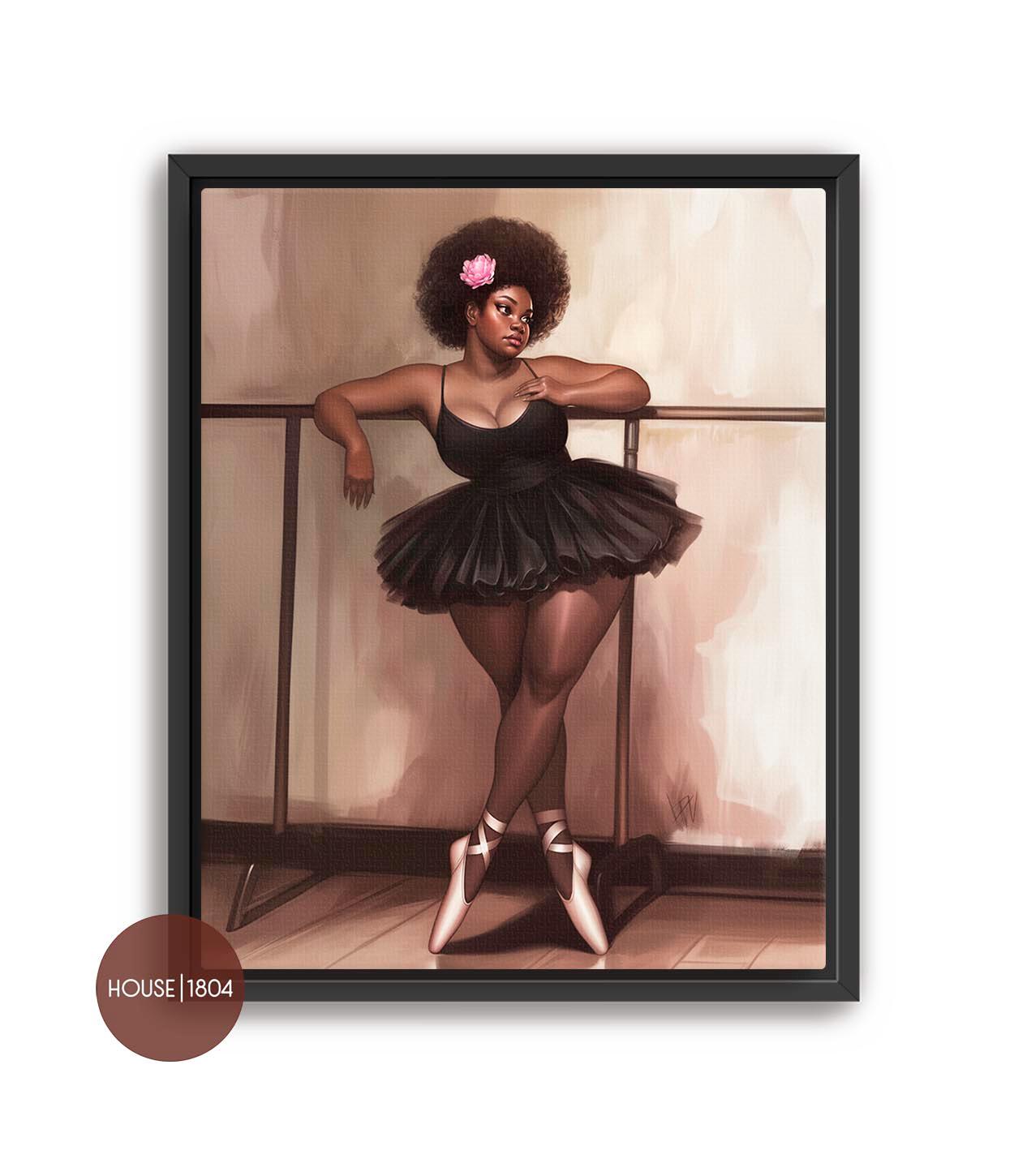 Black Ballerina Art Abstract, Curvy Black Woman, Black Ballerina Decor, Black Bohemian Home Decor, African American Art Print, Black Art
