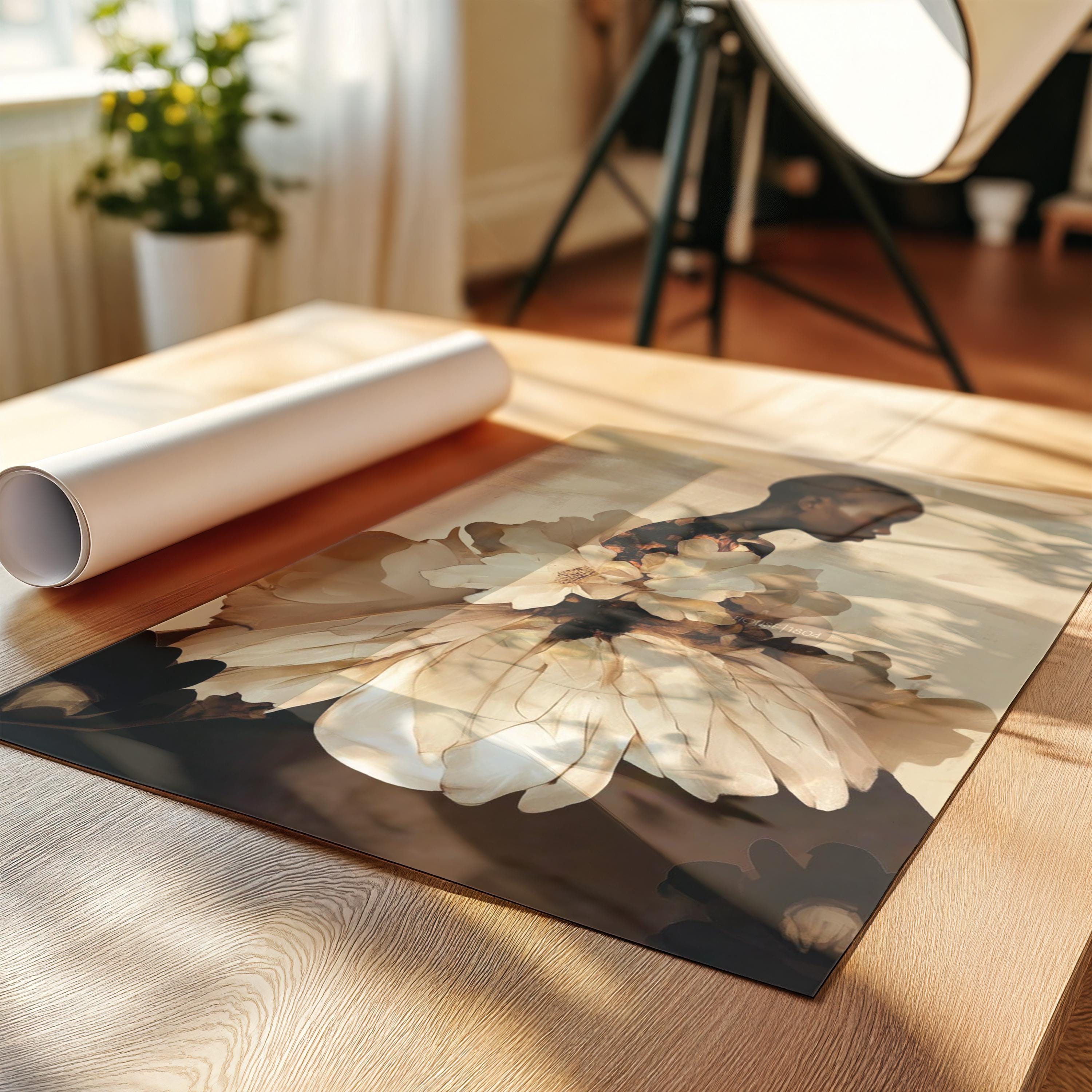 Abstract Black Woman Floral Art Print: Boho Home Decor