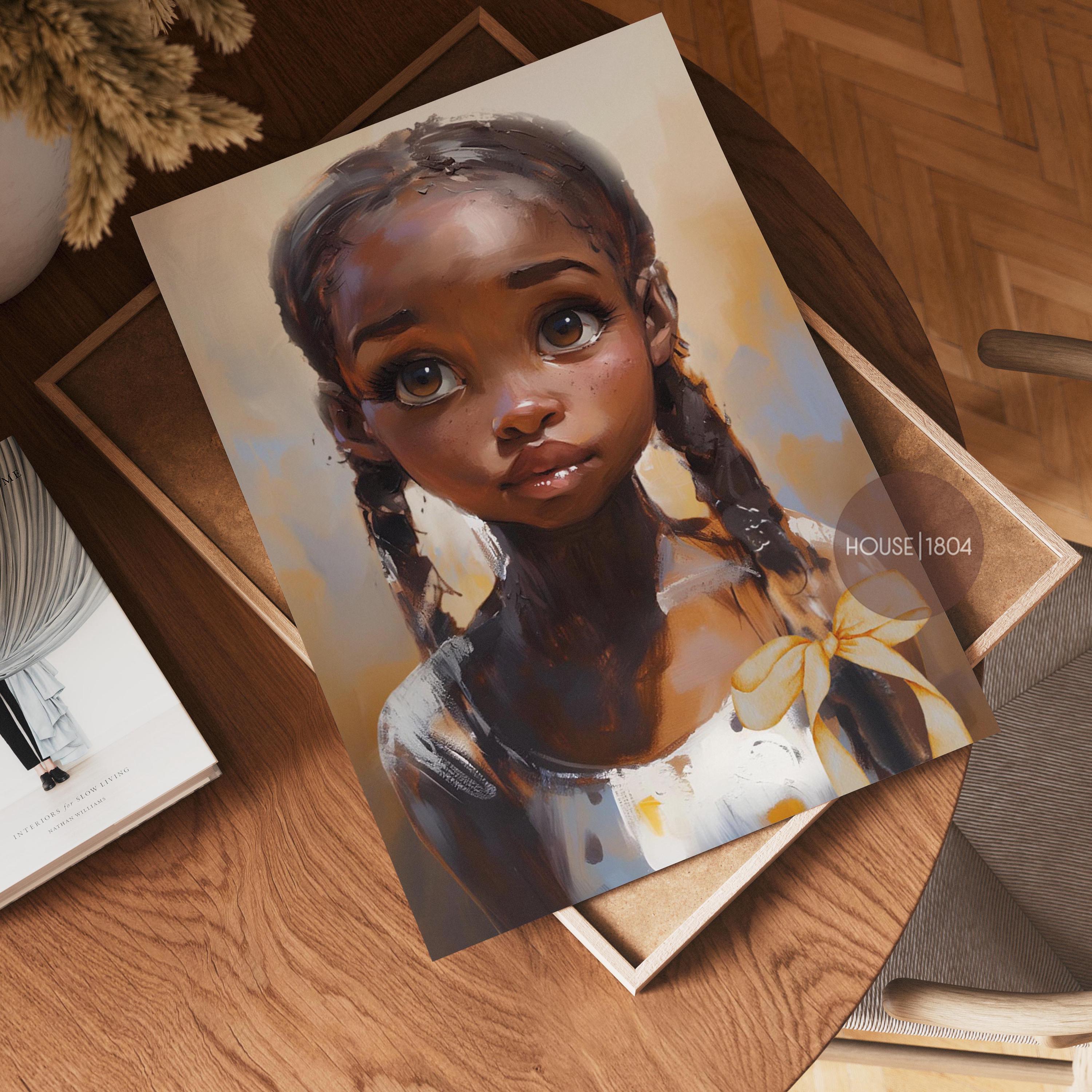 Black Girl Braid Art, Little Black Girl Wall Art, Black Baby Girl Nursery, Black Girl Portrait, Black Child Poster, House of 1804