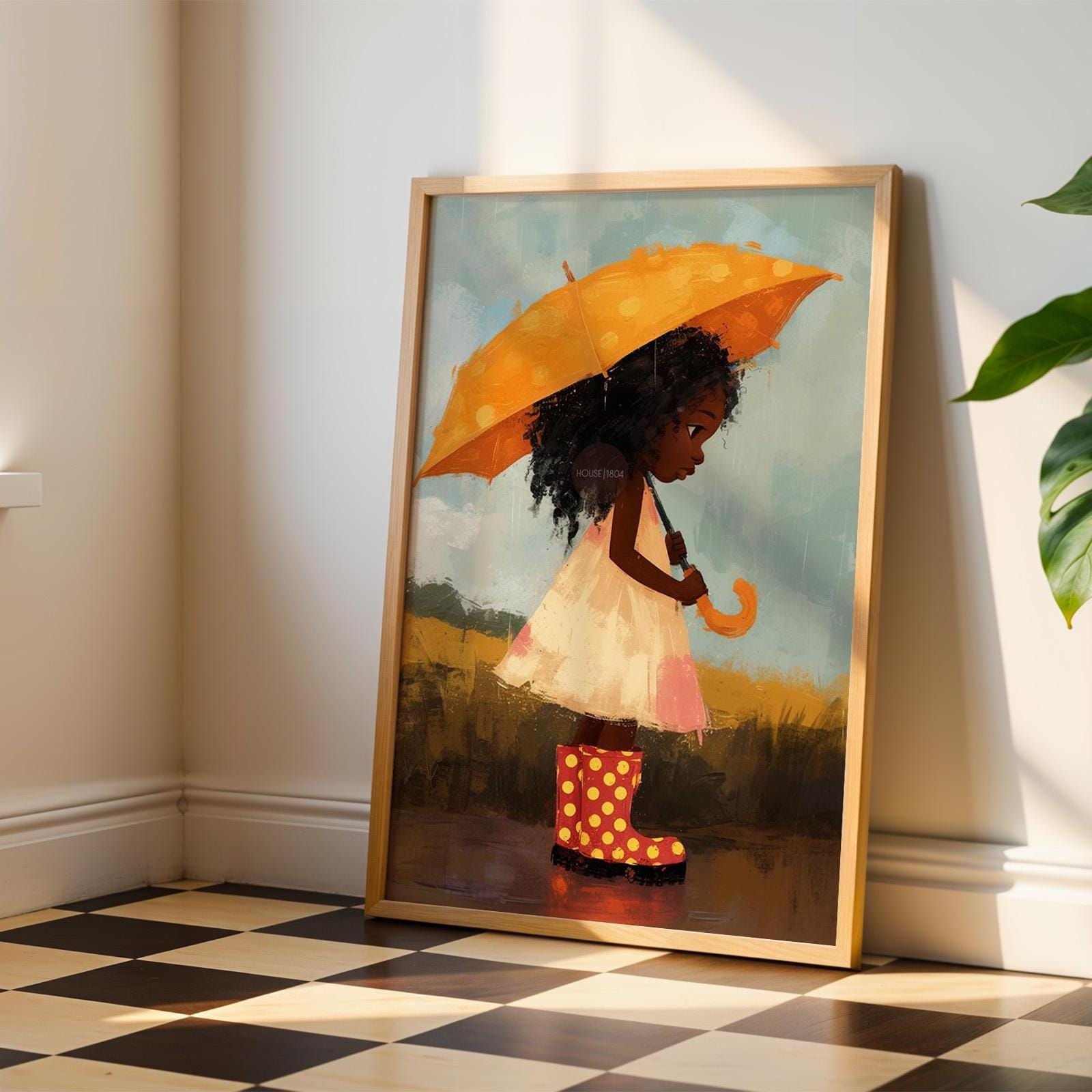 Little Black Girl Art Print, Nursery Decor, Moody Kid&
