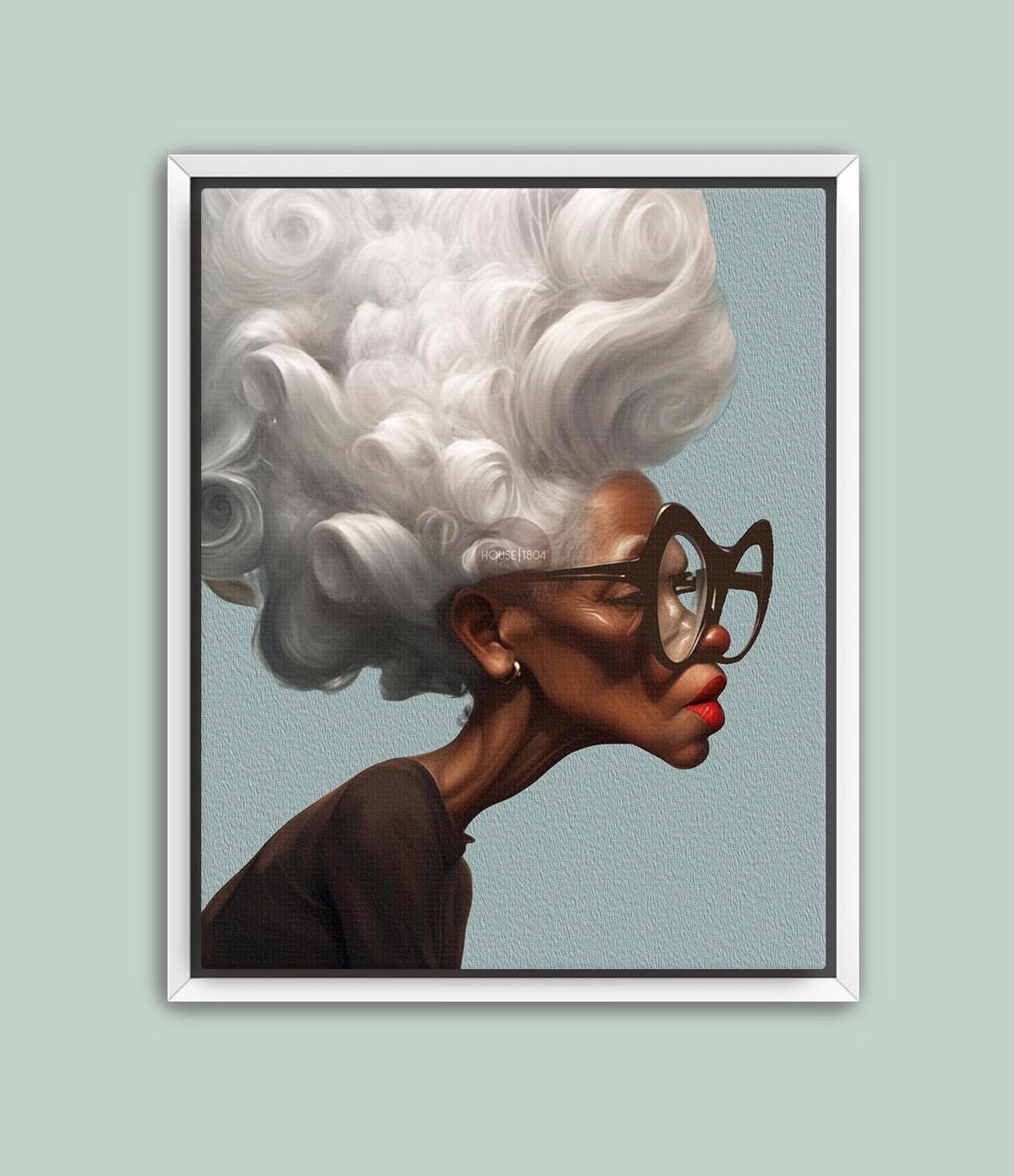 Afrocentric Wall Art Quirky Retro Grandma Portrait Canvas | Framed or Unframed