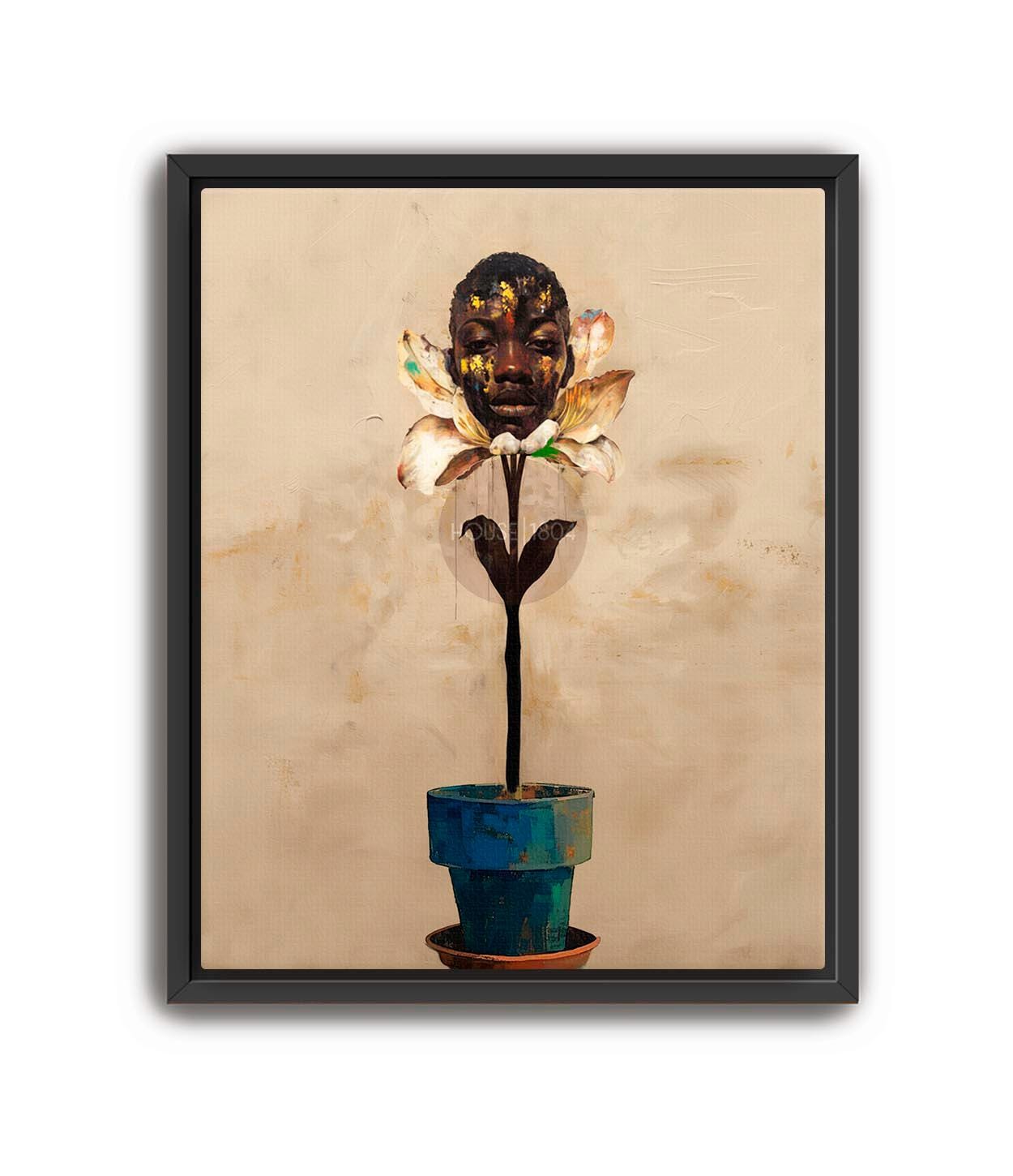 Abstract Black Women Art, Black Women Flower Head Poster, Abstract Flower Art, Black Woman Boho Wall Art, Black Woman Floral Art, Black Home