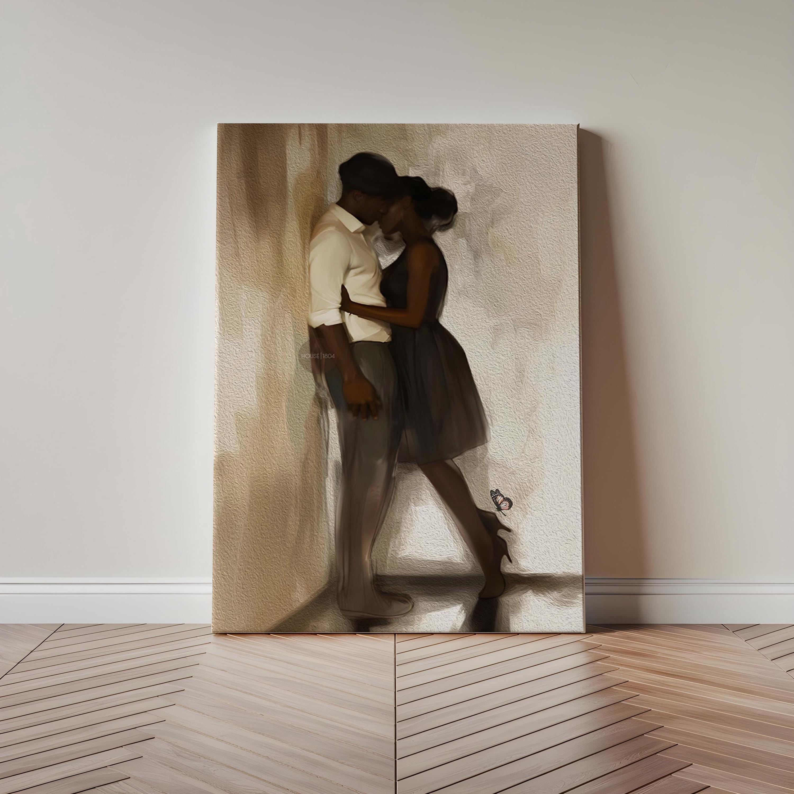 Black Love Art Print, African American Couple, Valentine&