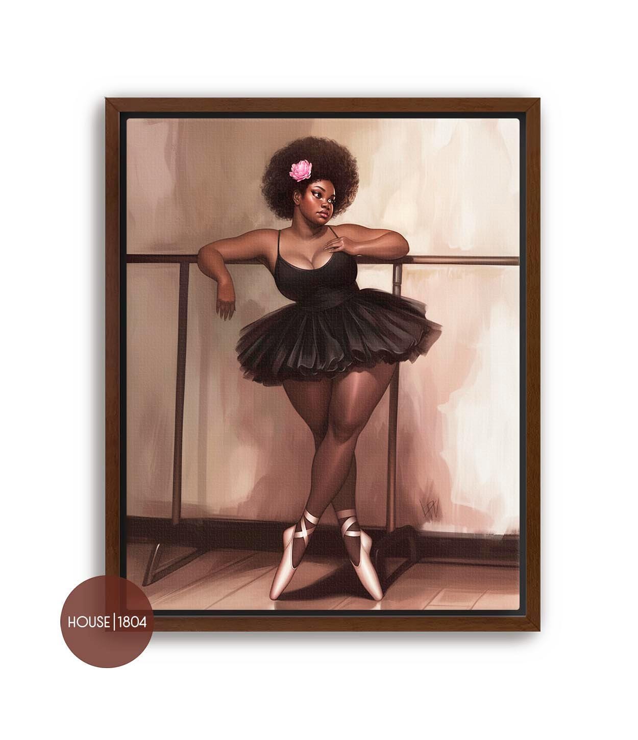 Black Ballerina Art Abstract, Curvy Black Woman, Black Ballerina Decor, Black Bohemian Home Decor, African American Art Print, Black Art
