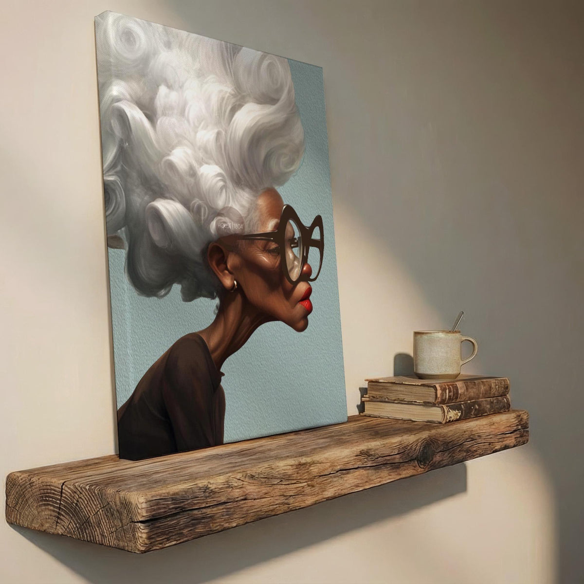 Afrocentric Wall Art Quirky Retro Grandma Portrait Canvas | Framed or Unframed