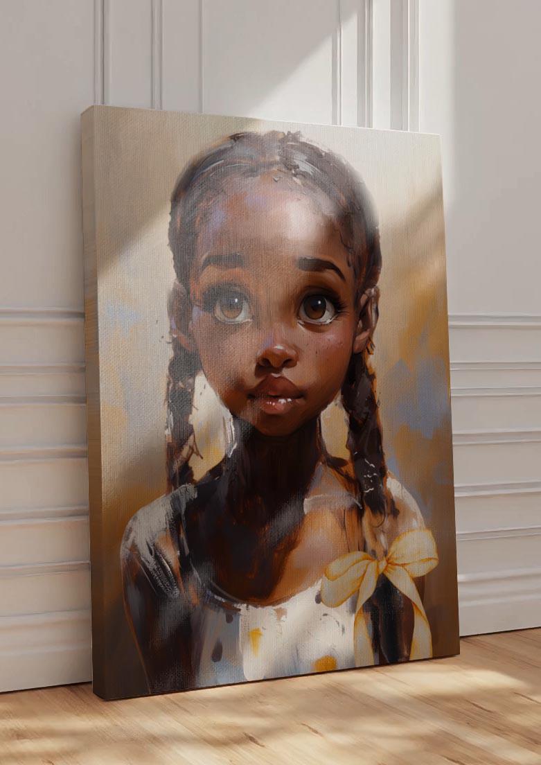 Black Girl Braid Art, Little Black Girl Wall Art, Black Baby Girl Nursery, Black Girl Portrait, Black Child Poster, House of 1804