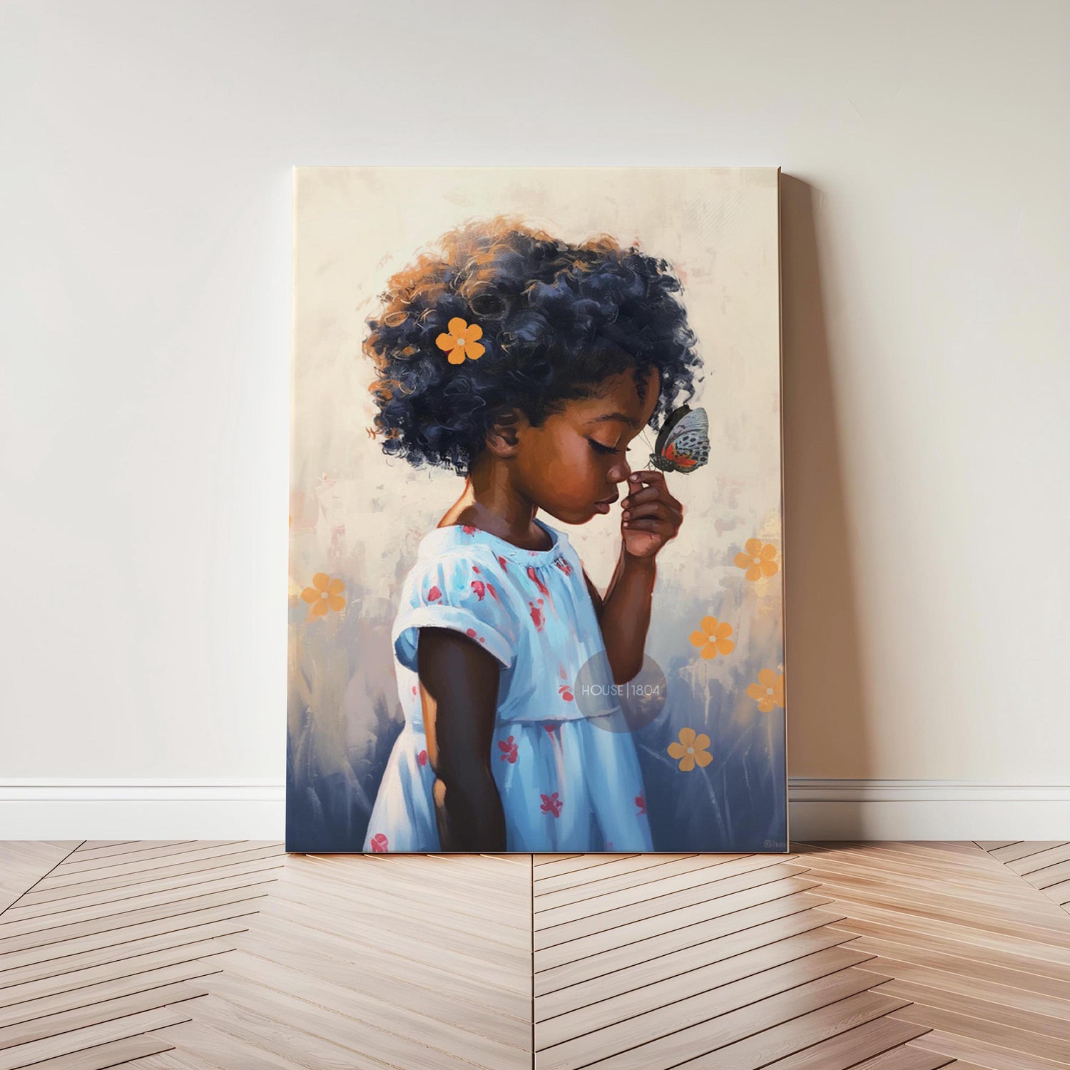 Black Kids Art Prints: African American Girl, Black Folk art, Kids Art Canvas Print