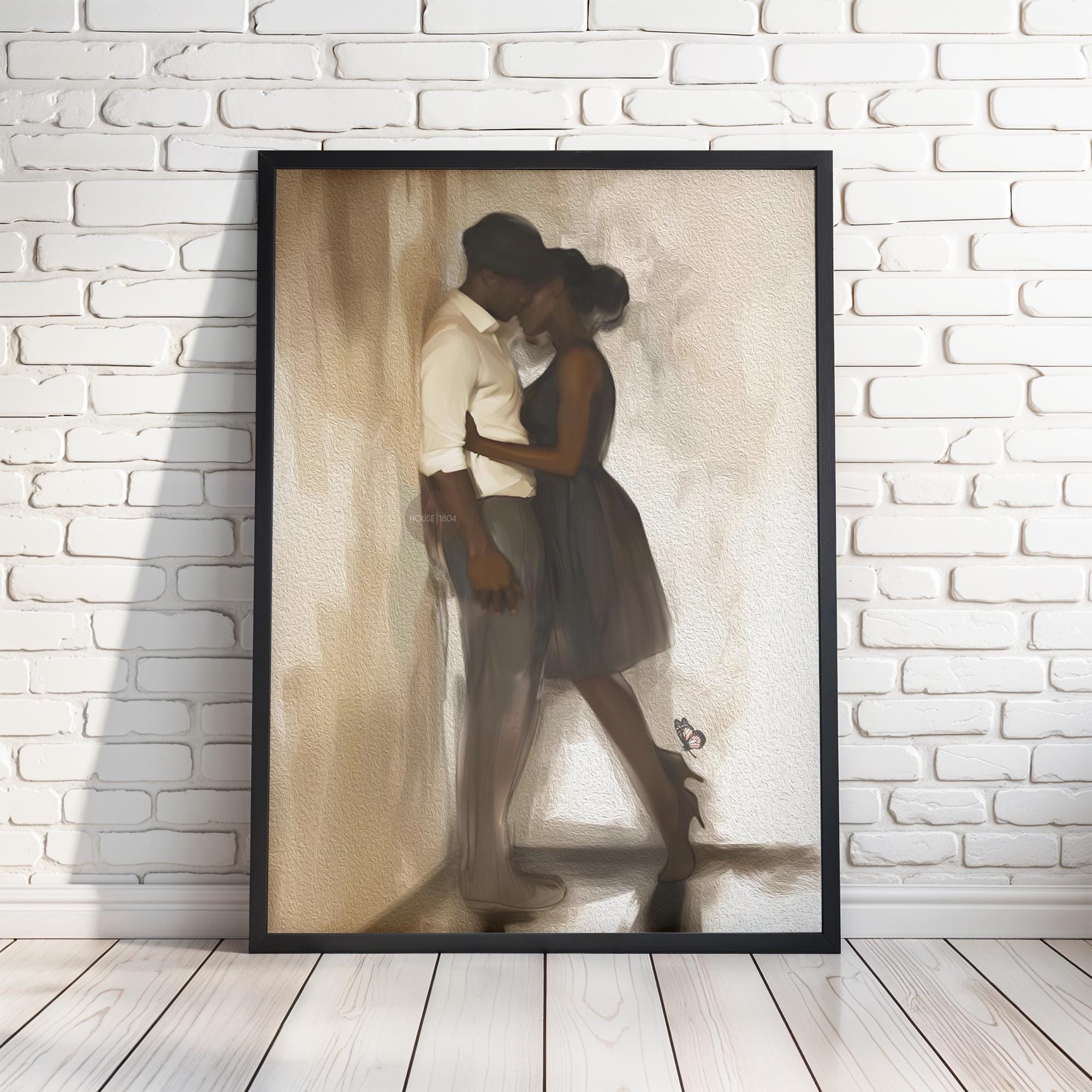 Black Love Art Print, African American Couple, Valentine&