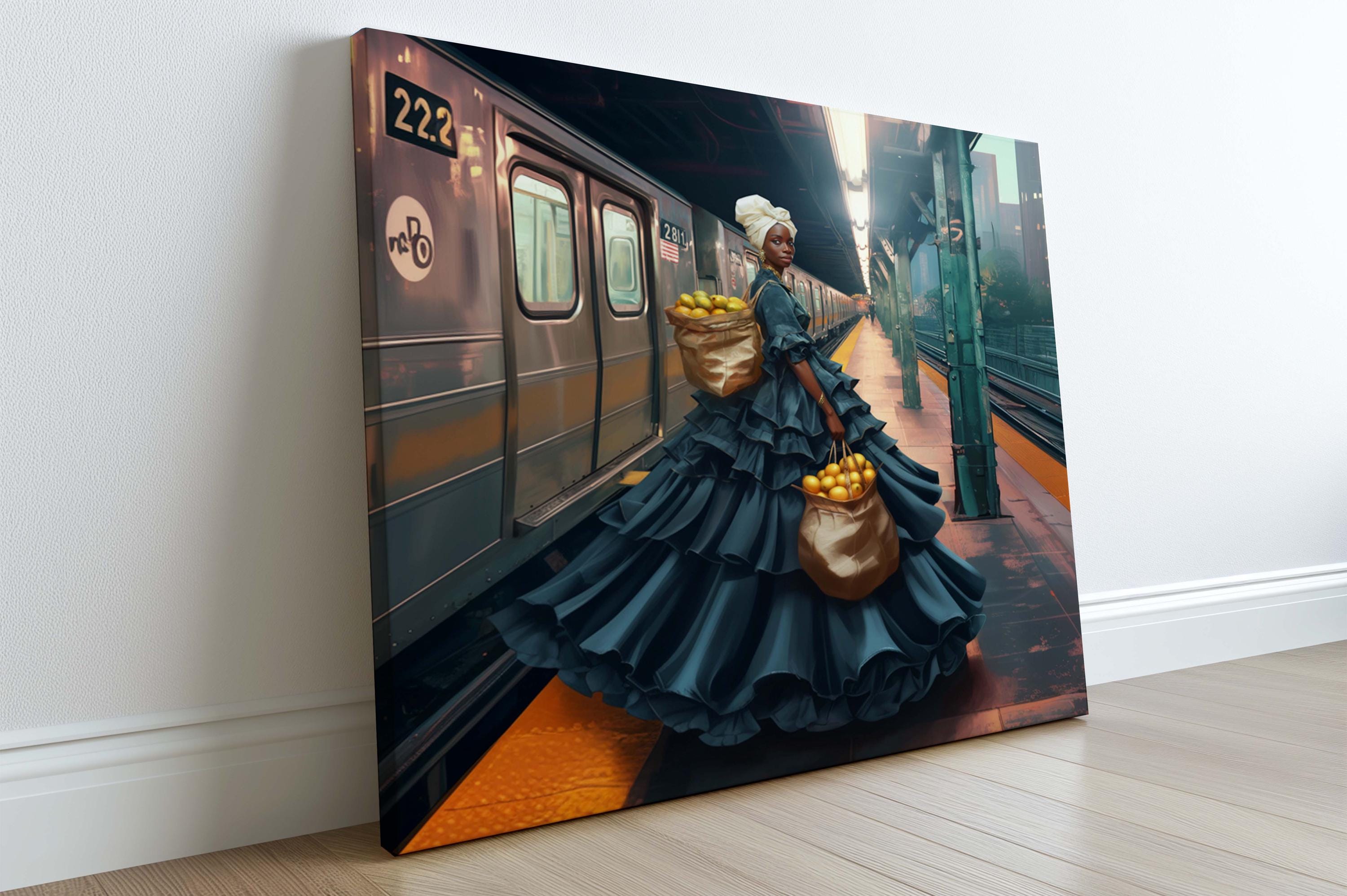 Karabela Dress Art, Haitian Fashion Art, Haitian In The City, Karabela Art, Caribbean Art, Bohemian Art Prints, Modern Haitian Art Prints