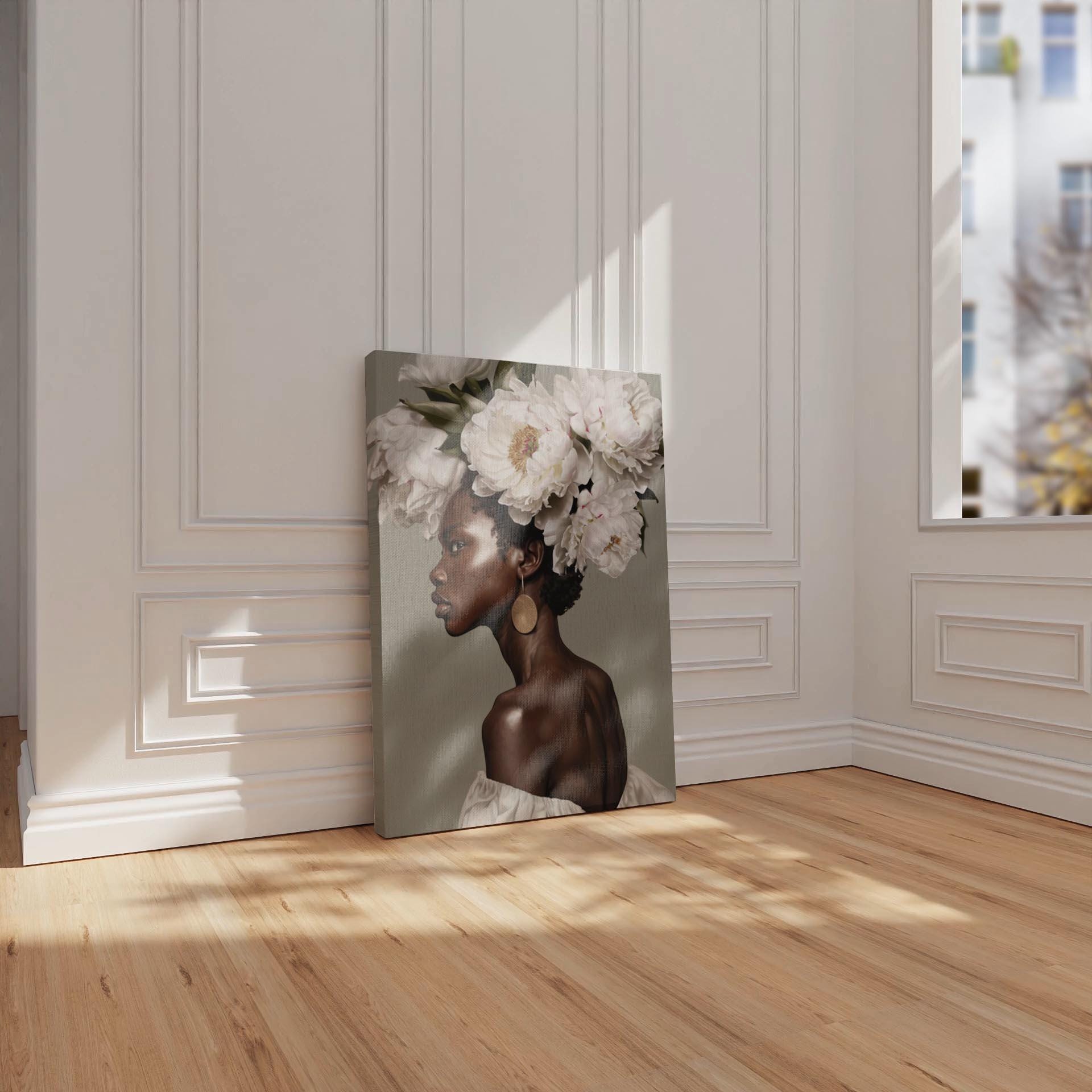 Black Woman Head Flowers, Black Woman Art Print, Gift for Black Women, Black Woman Boho Wall Art, Black Art Poster, Black Woman Floral Art