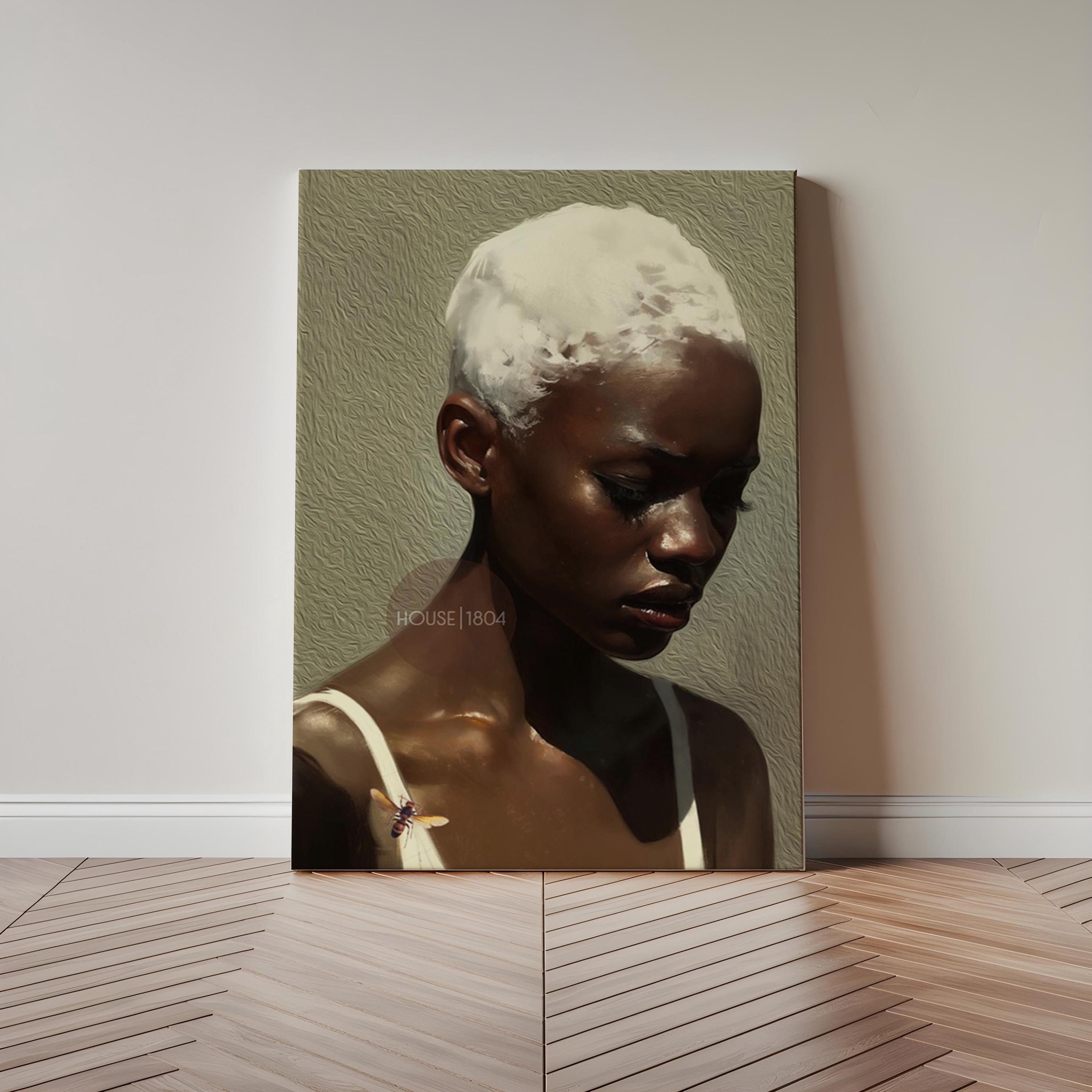 African American Wall Art Print, Modern Minimalist Black Woman Neutral Art