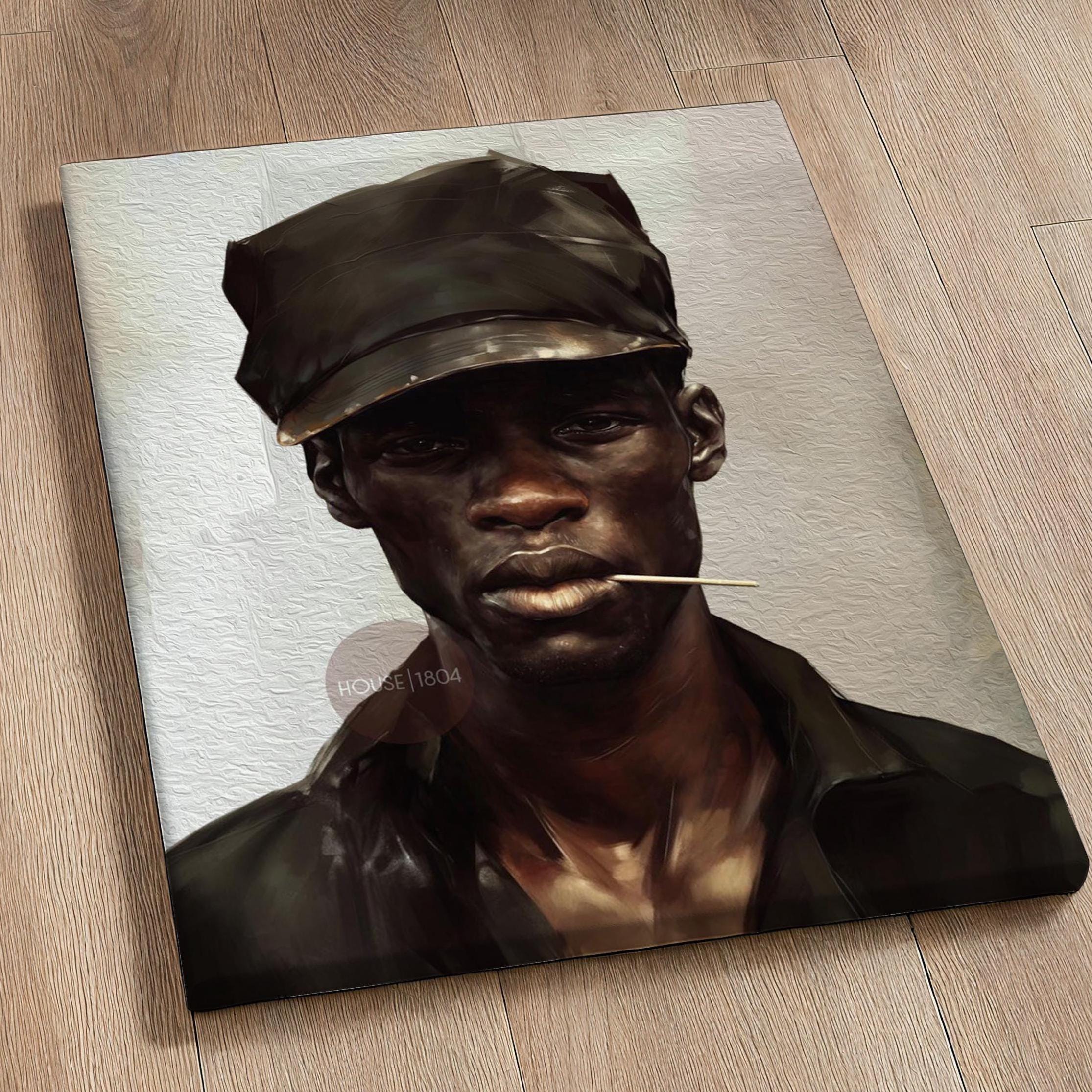 Black Man Art Newspaper Boy Hat Art, Soulful Black Man Canvas Print