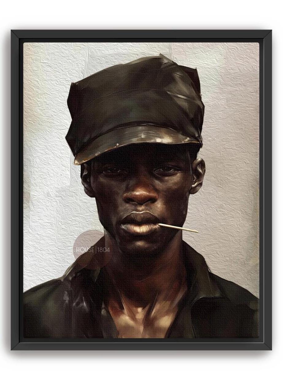 Black Man Art Newspaper Boy Hat Art, Soulful Black Man Canvas Print