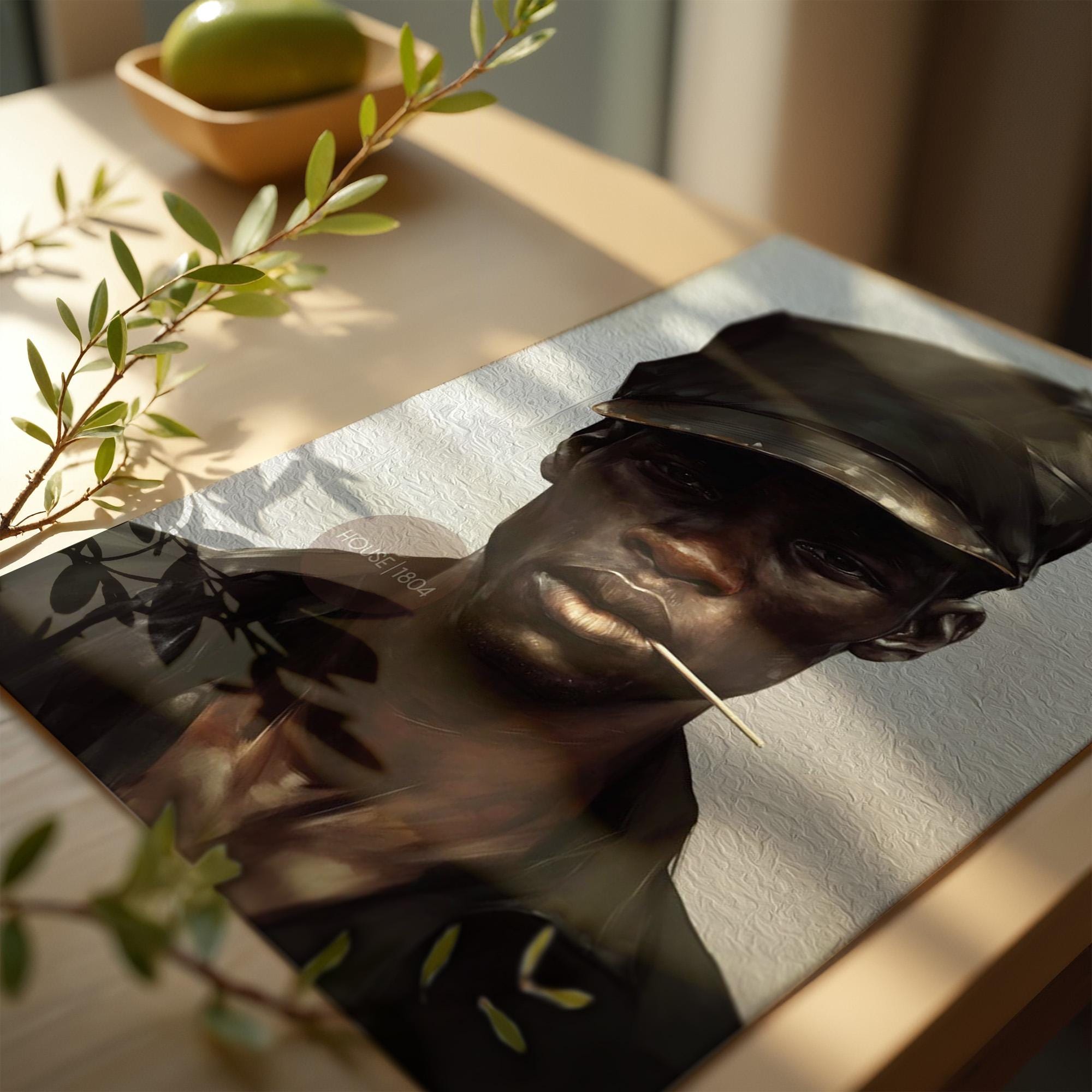 Black Man Art Newspaper Boy Hat Art, Soulful Black Man Canvas Print