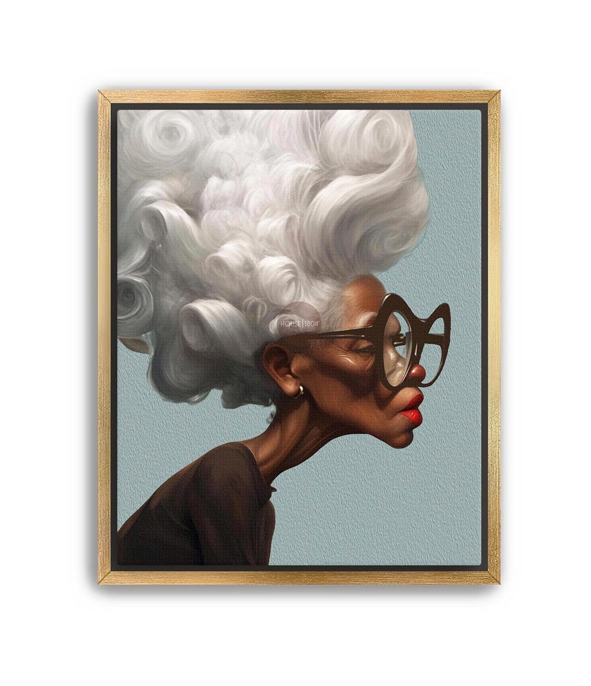Afrocentric Wall Art Quirky Retro Grandma Portrait Canvas | Framed or Unframed