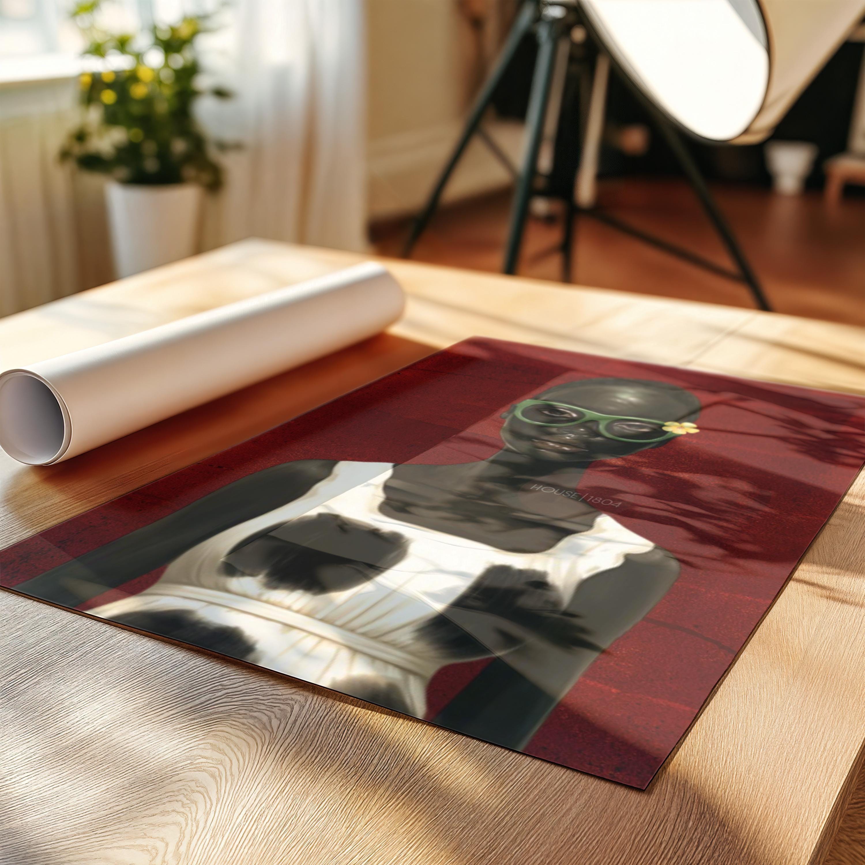 Bold Afrocentric Woman Art Print: Red, Black, White Decor