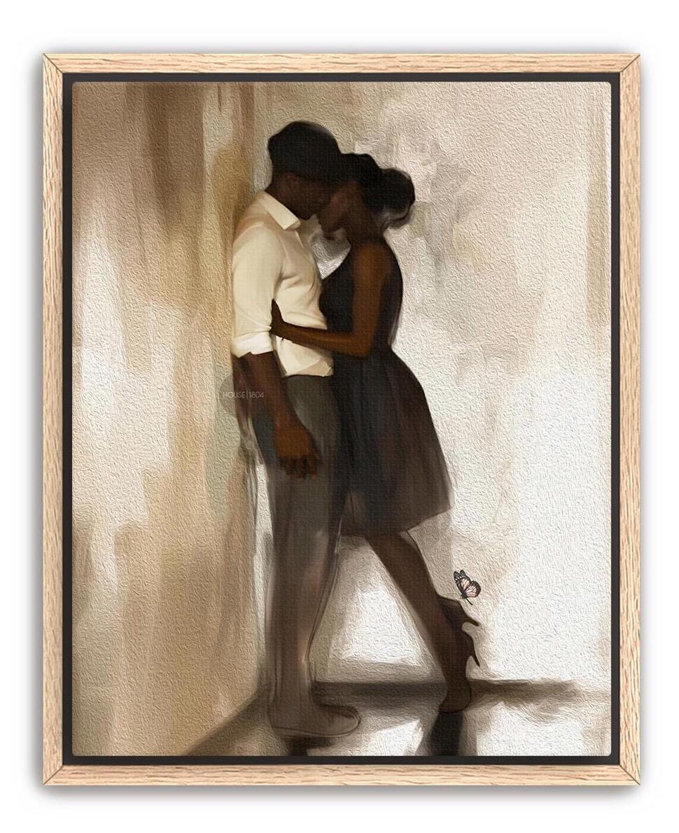 Black Love Art Print, African American Couple, Valentine&
