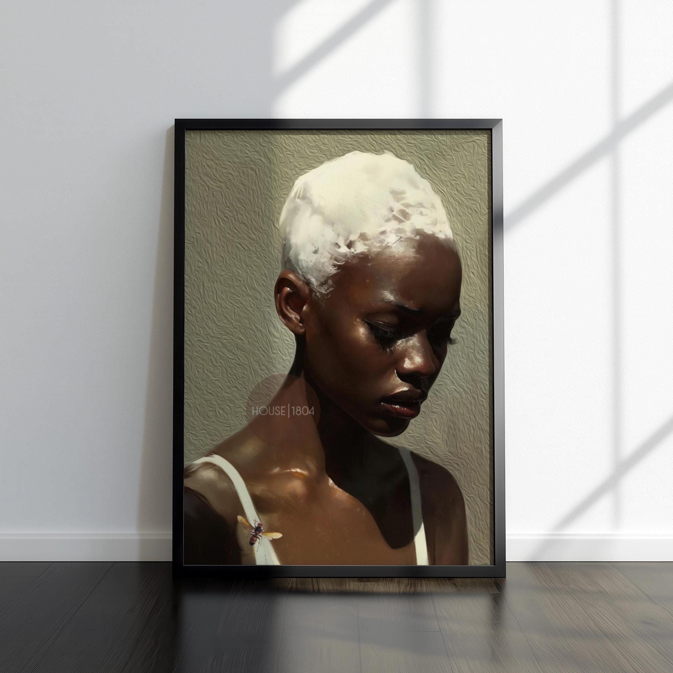 African American Wall Art Print, Modern Minimalist Black Woman Neutral Art