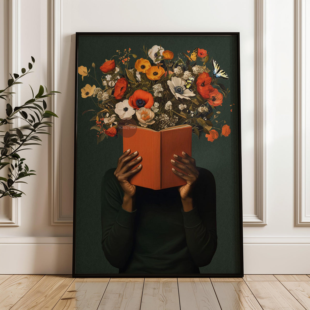 Black Reading Wall Art, African American Book Lover Canvas Print, Framed Unframed Art