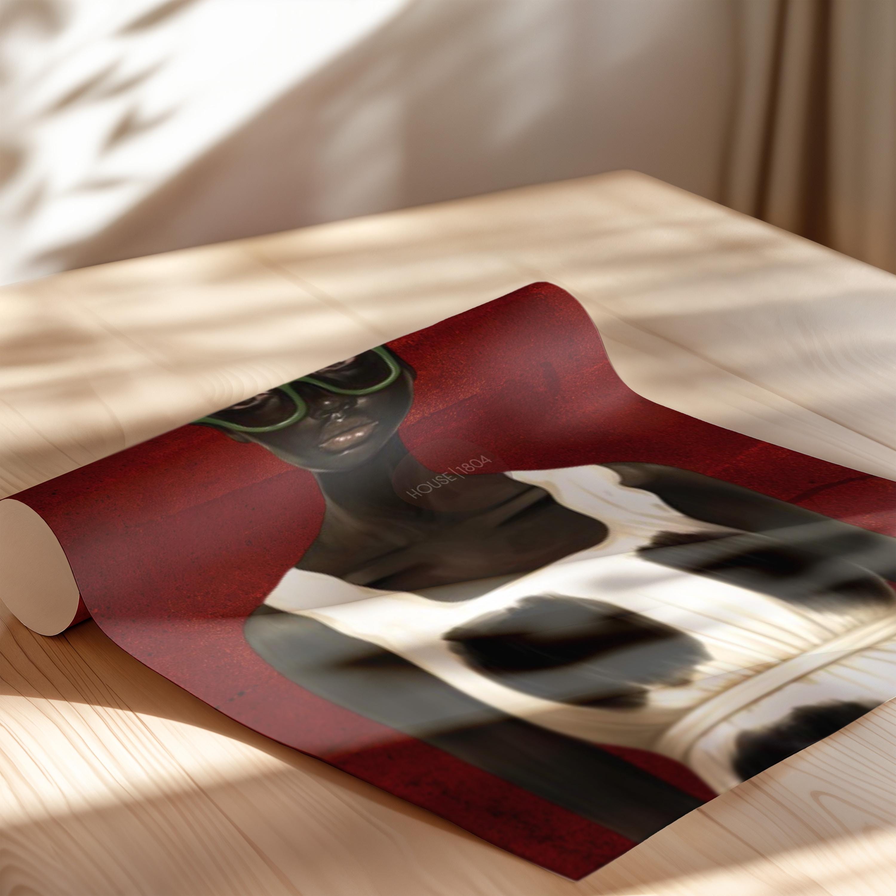 Bold Afrocentric Woman Art Print: Red, Black, White Decor