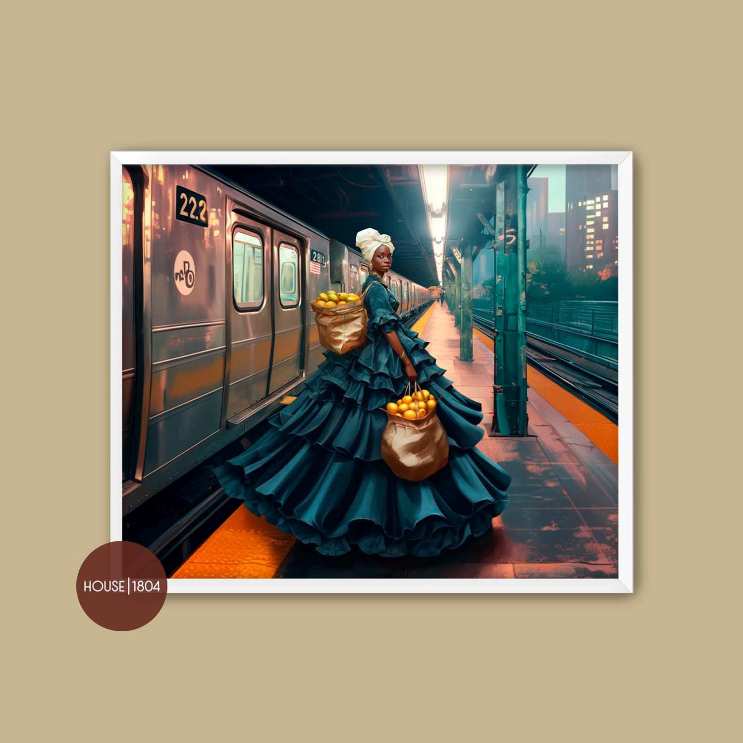 Karabela Dress Art, Haitian Fashion Art, Haitian In The City, Karabela Art, Caribbean Art, Bohemian Art Prints, Modern Haitian Art Prints