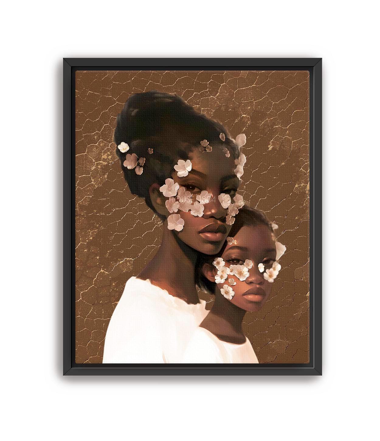 Black Mothers Day Gift, Black Mother and Daughter Art, Black Mommy and Me Art, African American Family Art Print, Black Woman Art Print