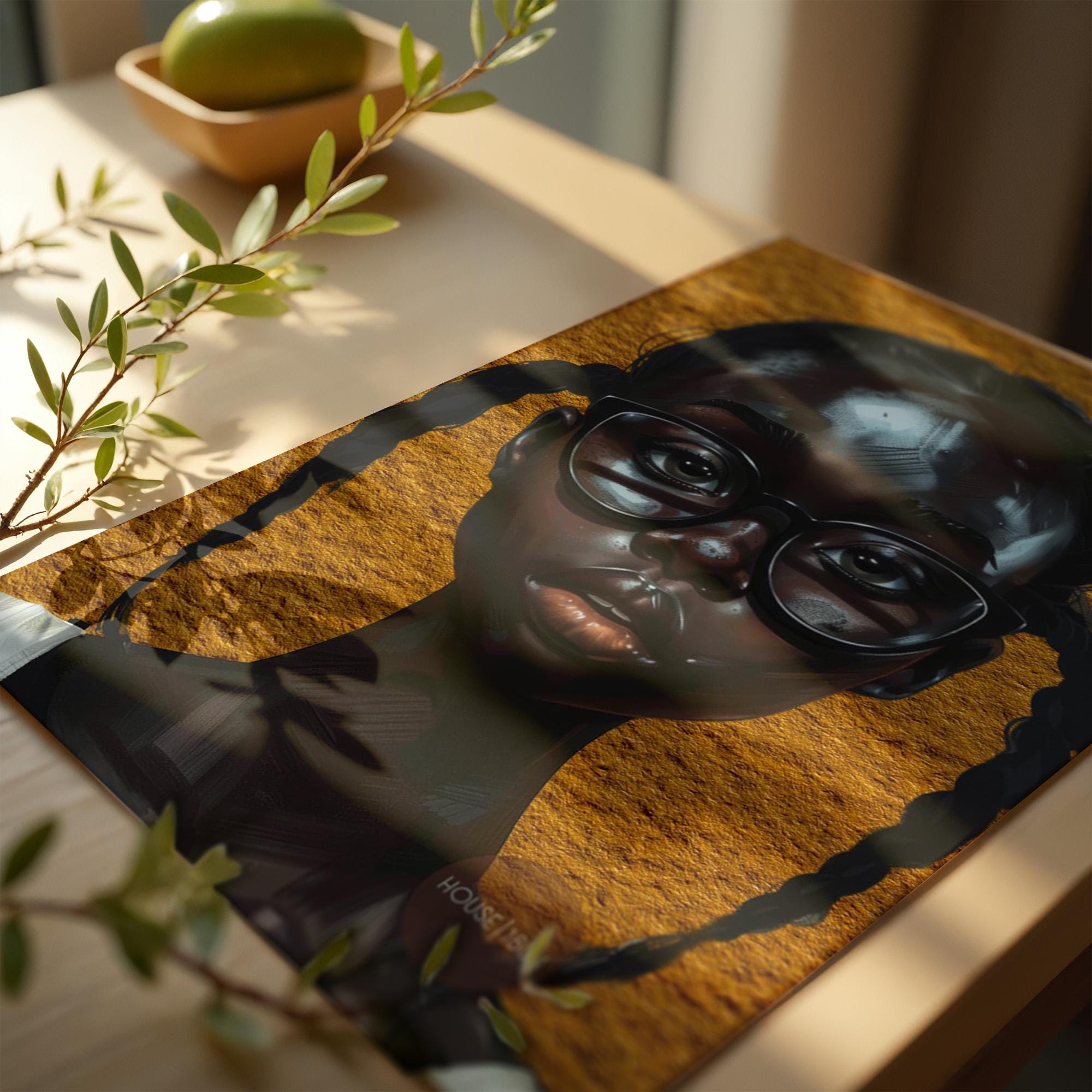 Melanin Art Print - Black Girl Canvas Bold Yellow Art on Hand Stretched Canvas