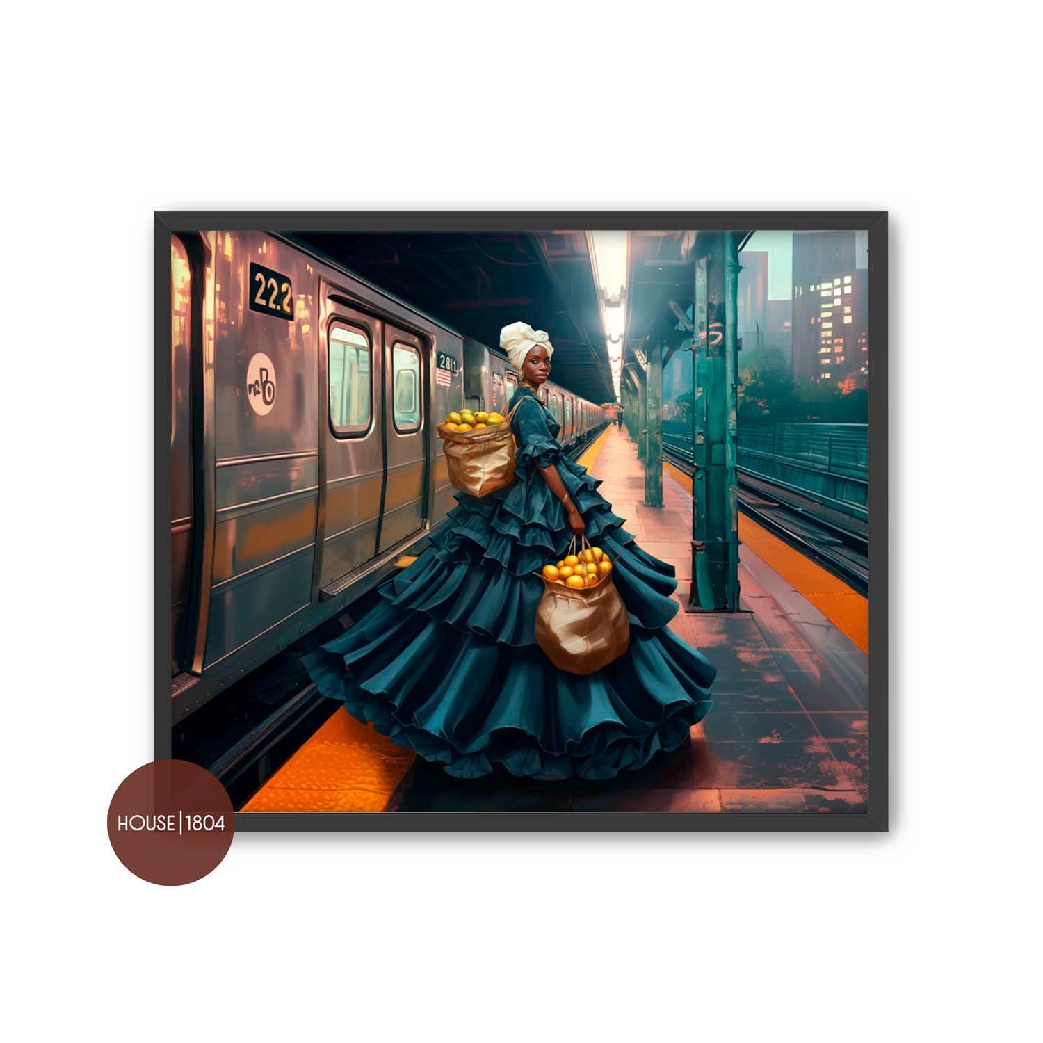 Karabela Dress Art, Haitian Fashion Art, Haitian In The City, Karabela Art, Caribbean Art, Bohemian Art Prints, Modern Haitian Art Prints