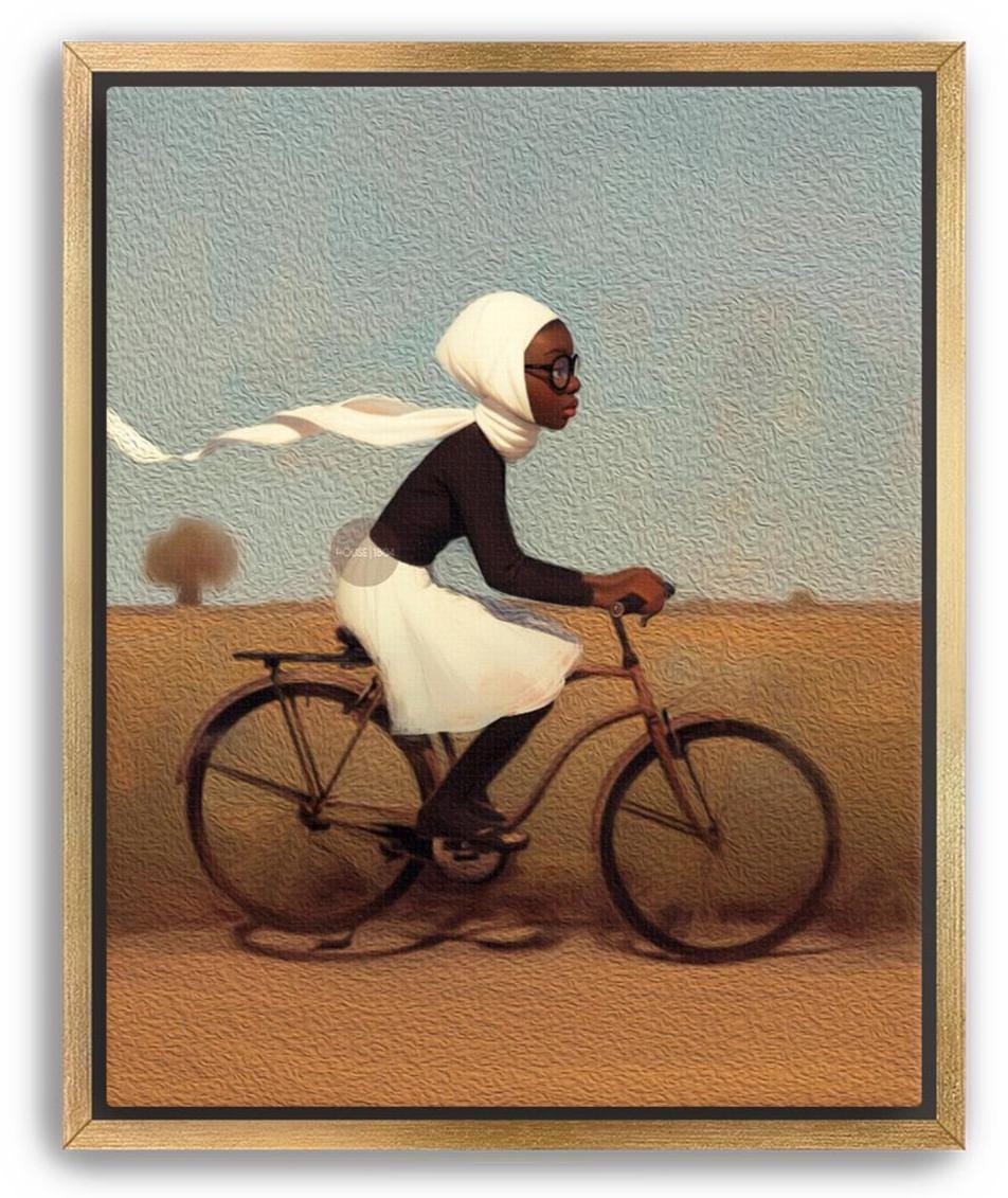 Whimsical Black Girl Framed Canvas Art