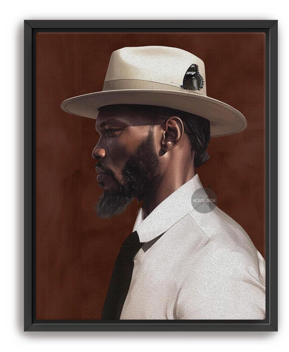 African American Couple Bohemian Canvas Art Print, Set of 2