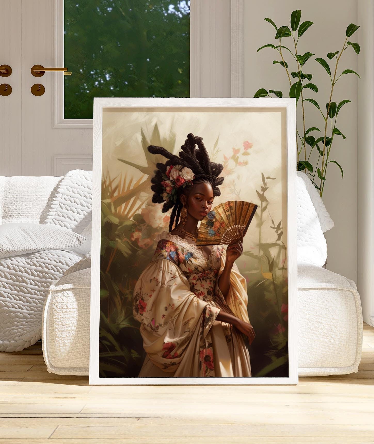 Black Futuristic Art Print, Woman Canvas, Black Woman Art Print, Haitian Art, Black Home Decor, African American Art Print, Black Art Framed