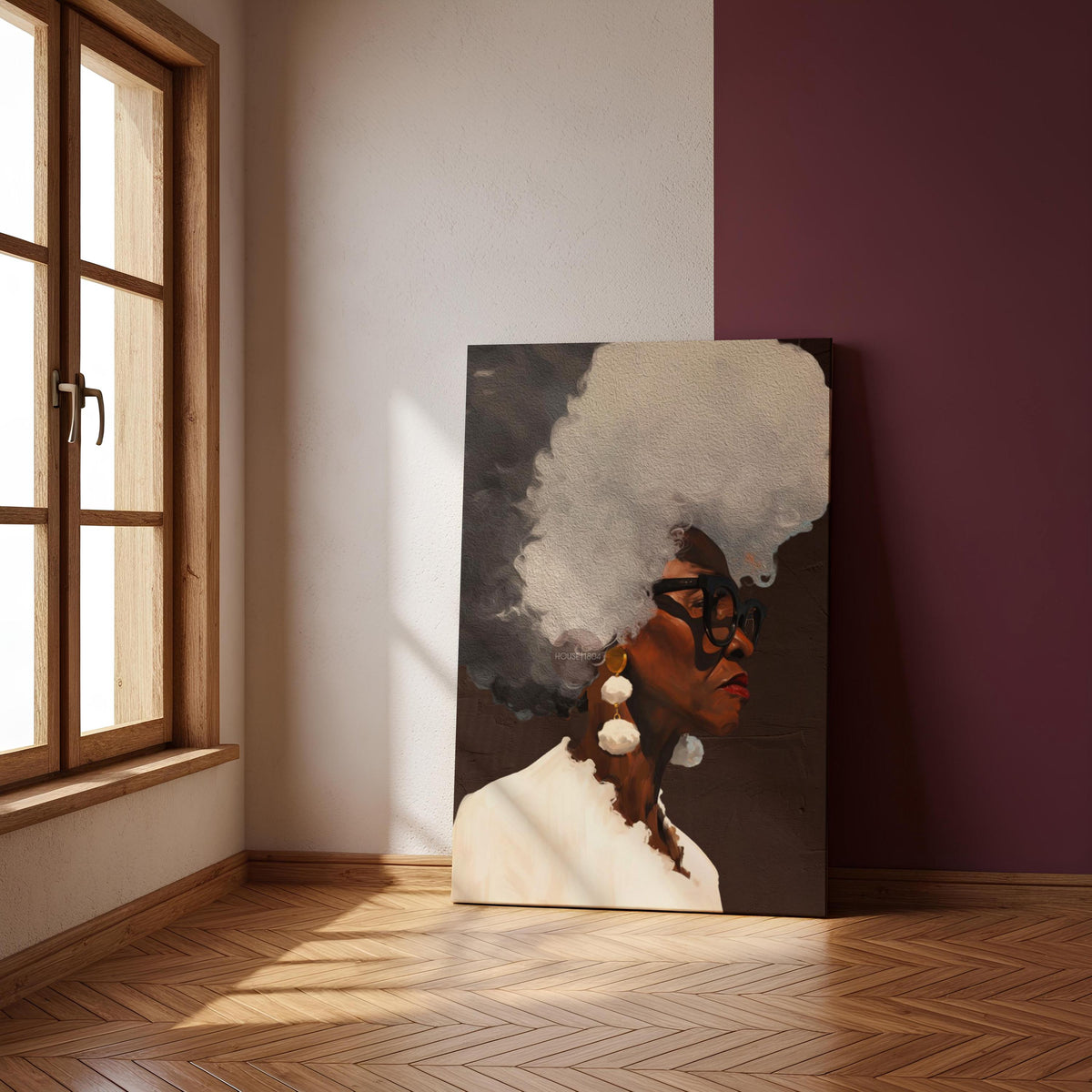 Gray Hair Dont Care, Black Woman Afro Wall Art, Middle Aged Lady Canvas, 50+ Artwork, Abstract