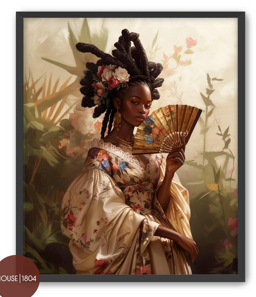 Black Futuristic Art Print, Woman Canvas, Black Woman Art Print, Haitian Art, Black Home Decor, African American Art Print, Black Art Framed