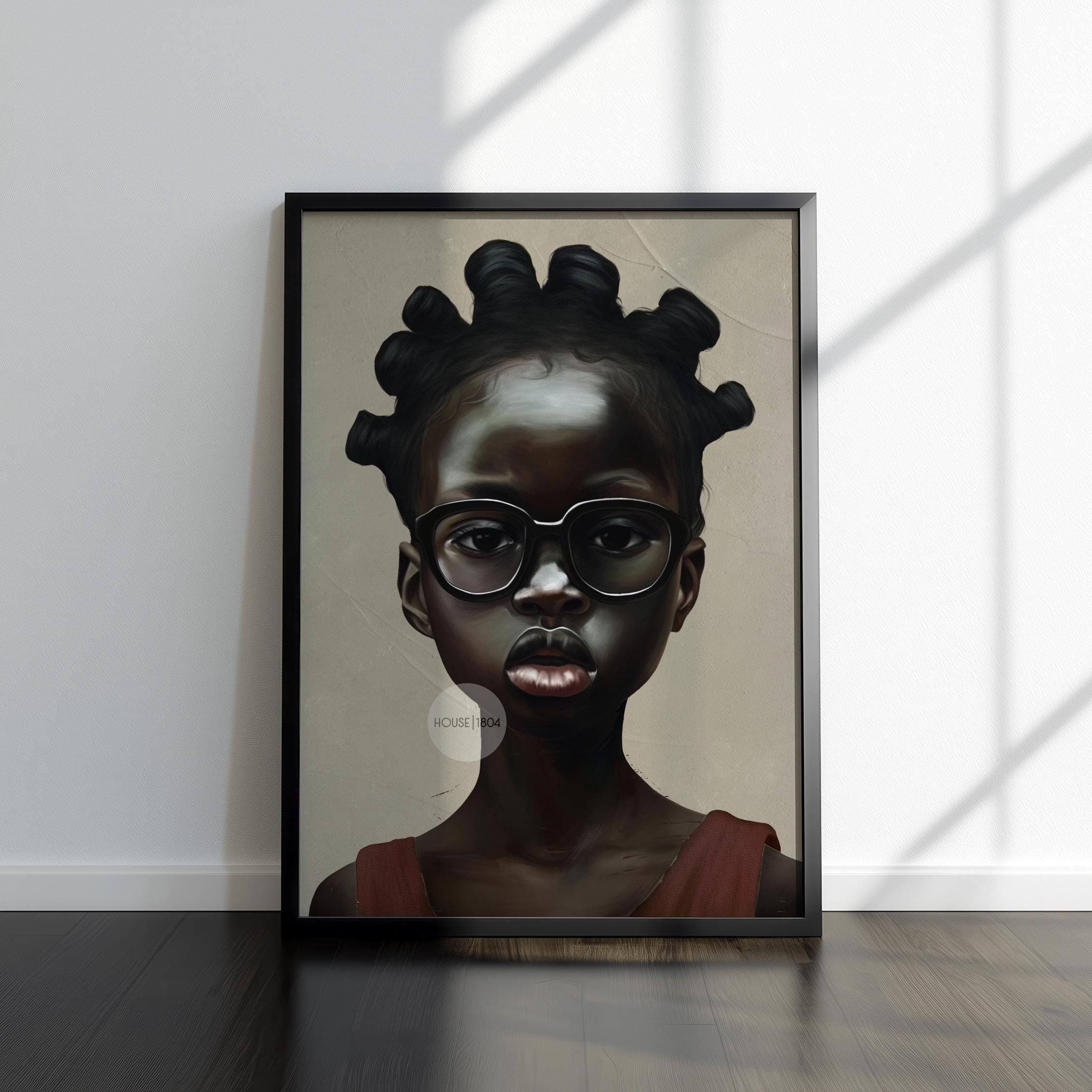 Afrocentric Canvas Art – Black Child Portrait Framed Bold Kids Room Decor