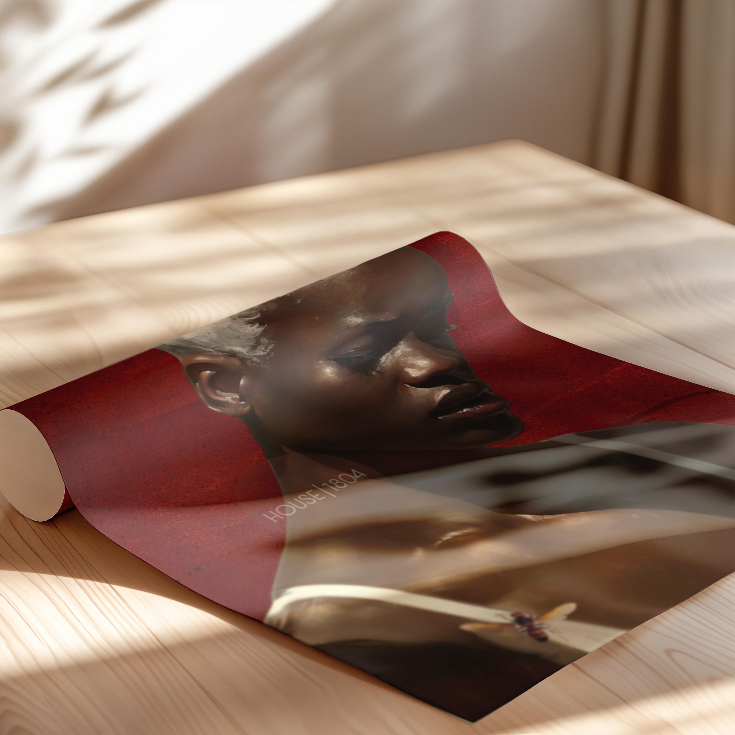 Black Woman Wall Art, Red Afro Woman Canvas Print