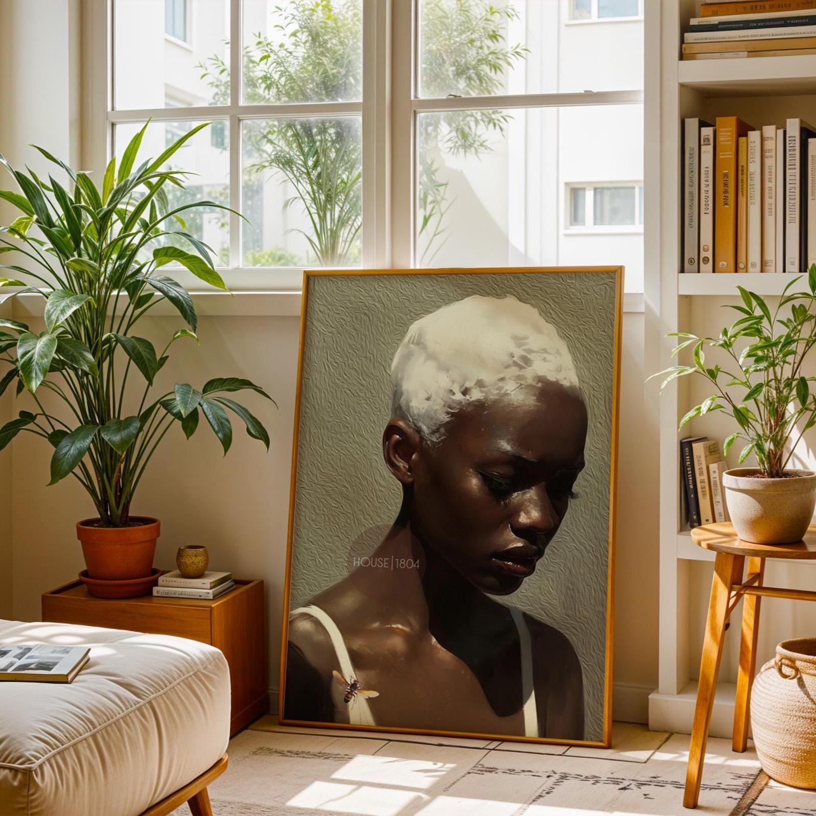 African American Wall Art Print, Modern Minimalist Black Woman Neutral Art