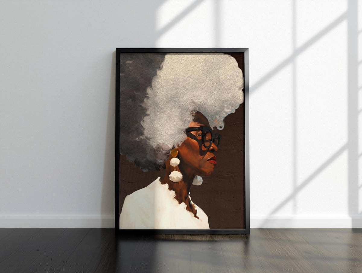 Gray Hair Dont Care, Black Woman Afro Wall Art, Middle Aged Lady Canvas, 50+ Artwork, Abstract