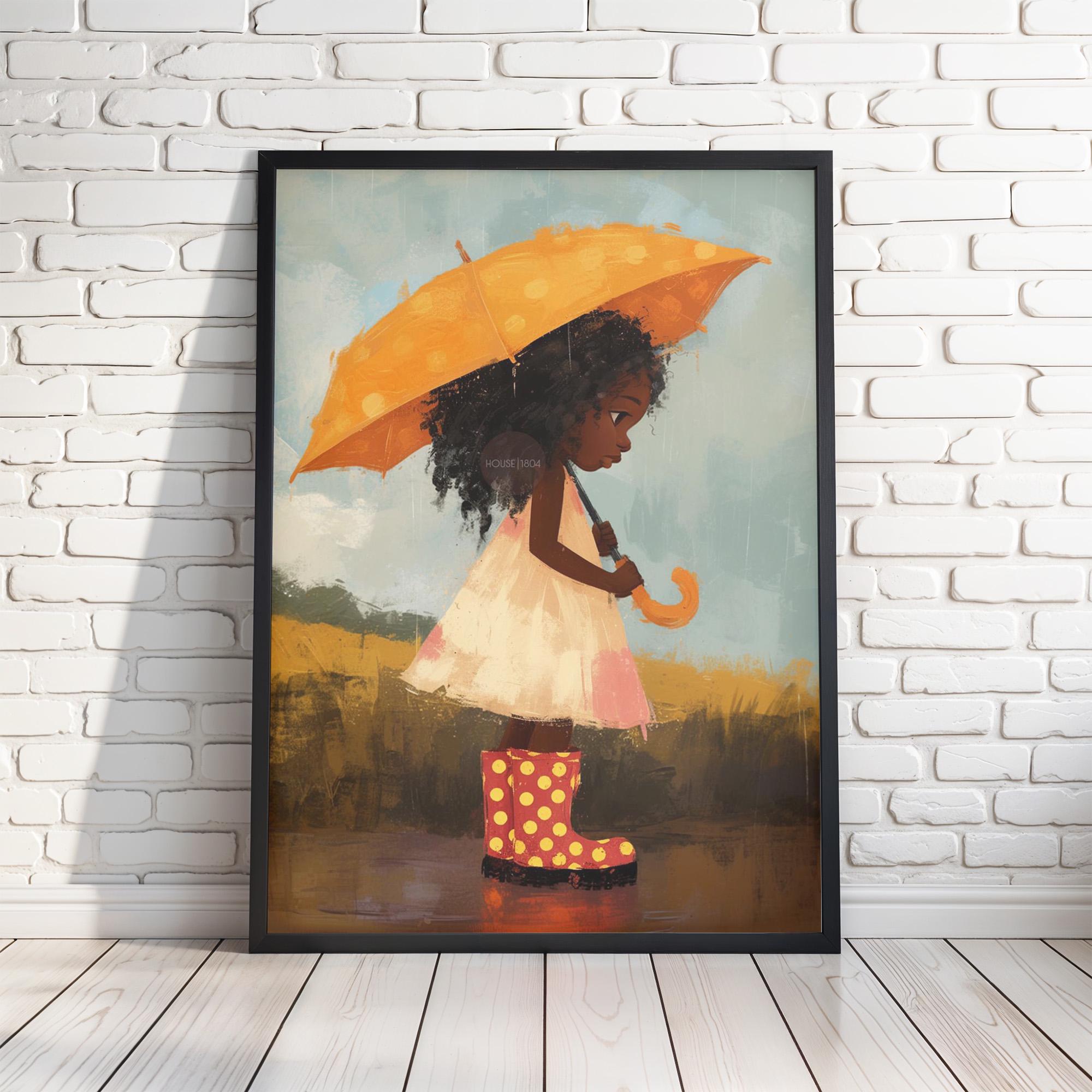 Little Black Girl Art Print, Nursery Decor, Moody Kid&