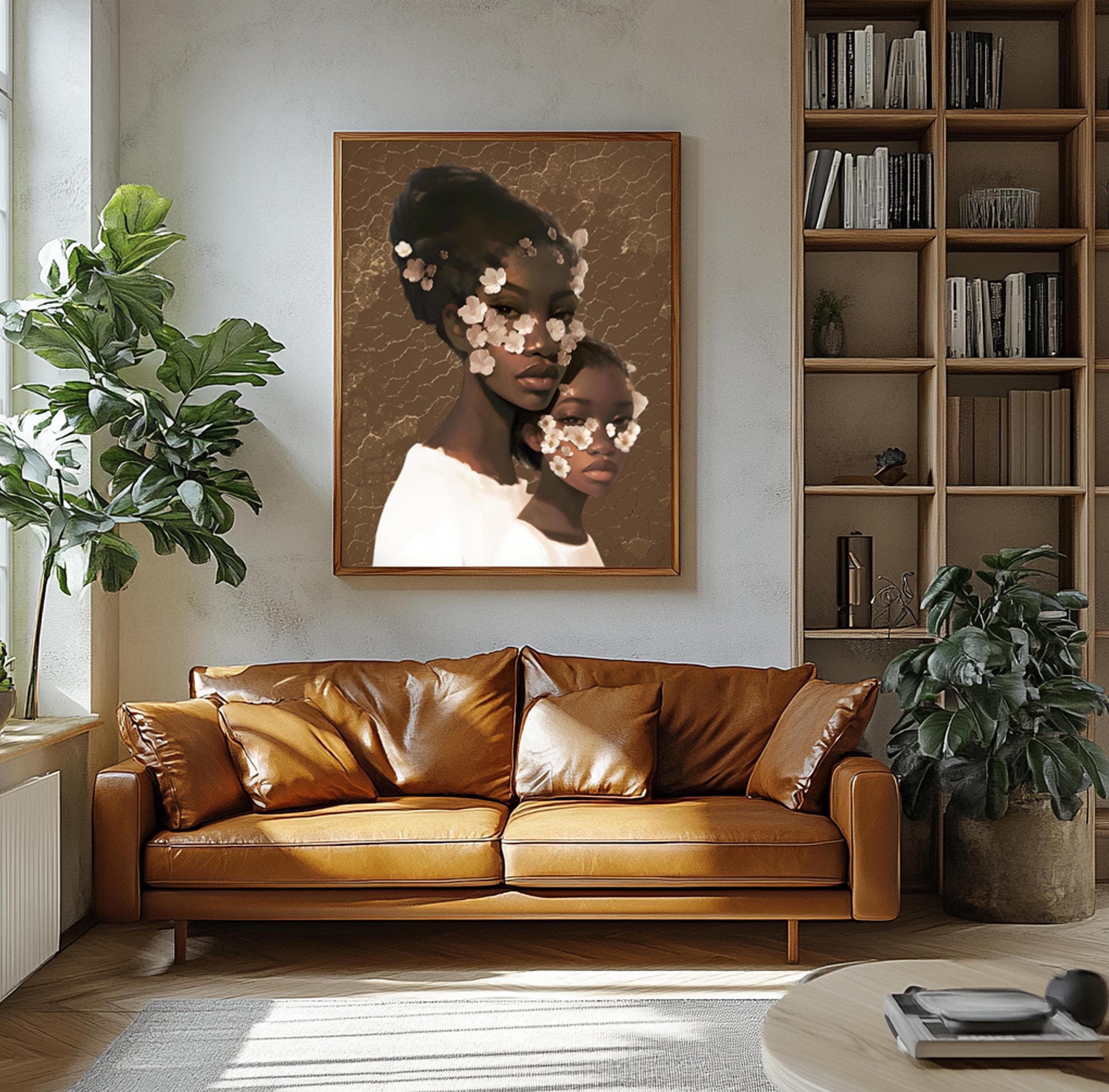 Black Mothers Day Gift, Black Mother and Daughter Art, Black Mommy and Me Art, African American Family Art Print, Black Woman Art Print