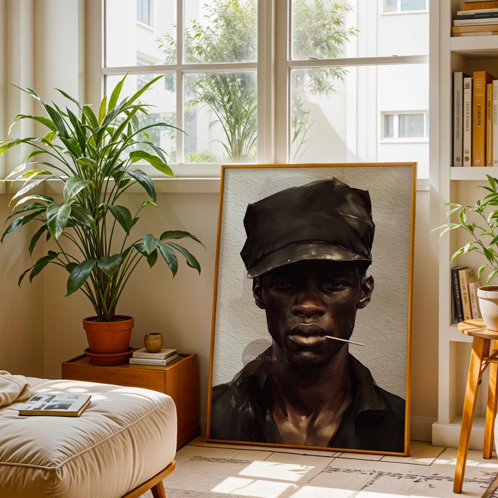 Black Man Art Newspaper Boy Hat Art, Soulful Black Man Canvas Print