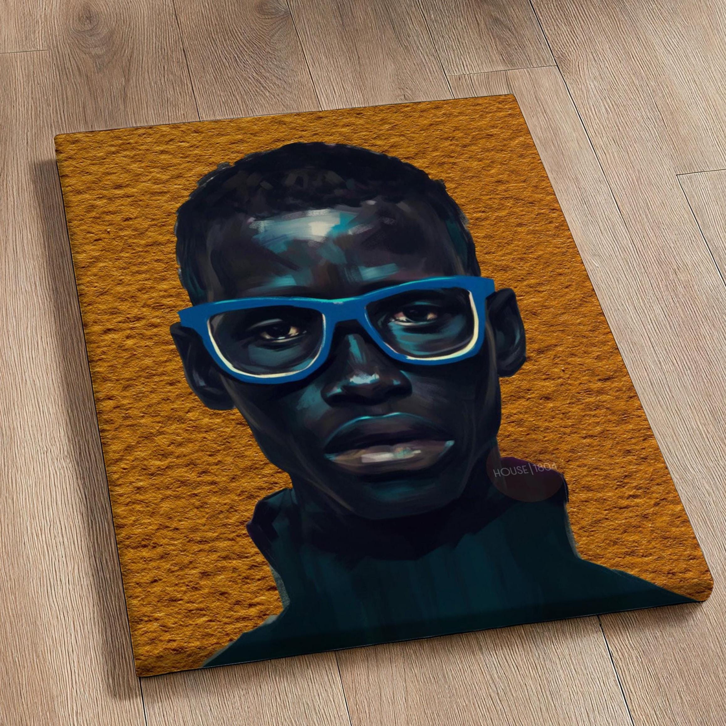 Framed canvas colorful Black boy portrait wall decor for nursery