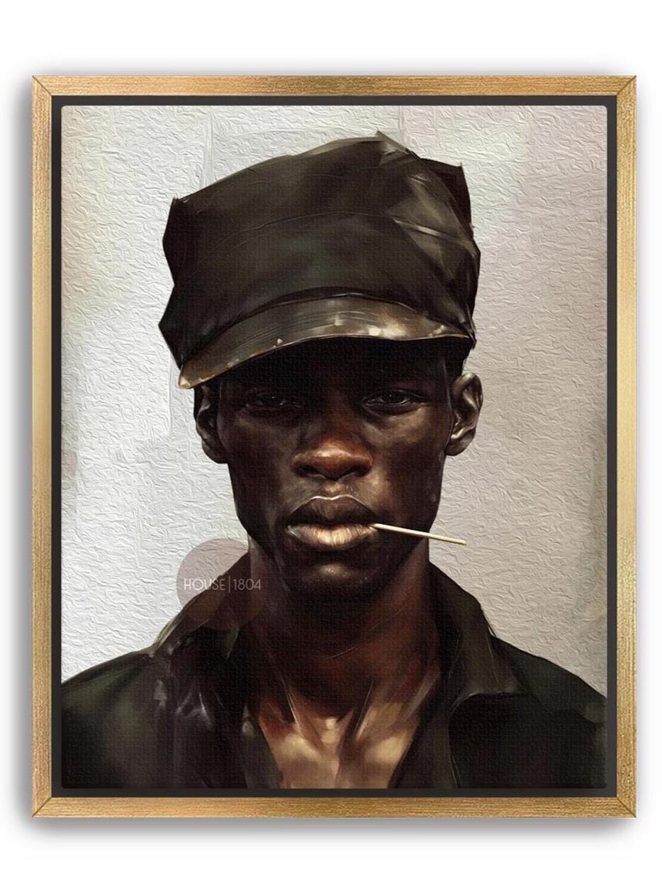Black Man Art Newspaper Boy Hat Art, Soulful Black Man Canvas Print