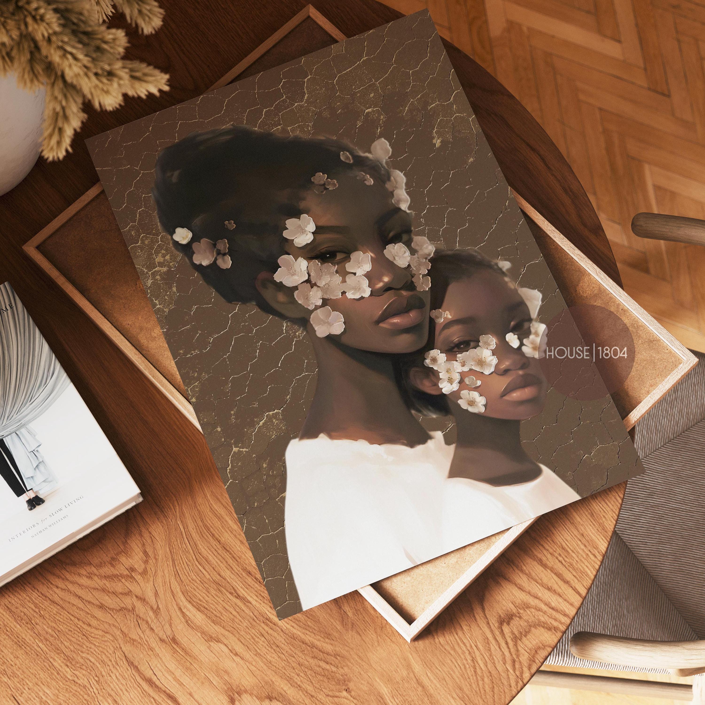 Black Mothers Day Gift, Black Mother and Daughter Art, Black Mommy and Me Art, African American Family Art Print, Black Woman Art Print