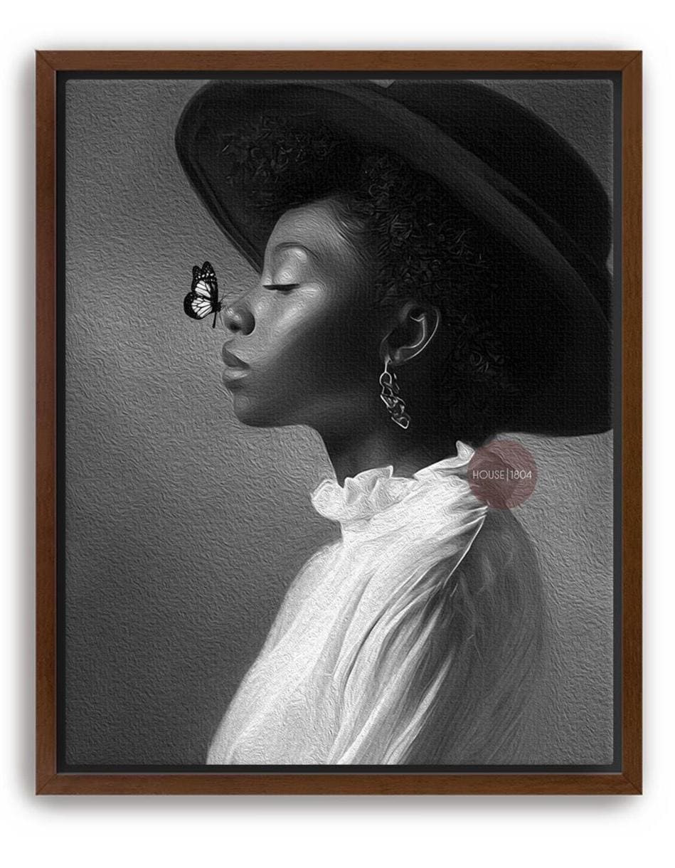 Monochrome Black Woman Portrait Canvas, Black and White Canvas
